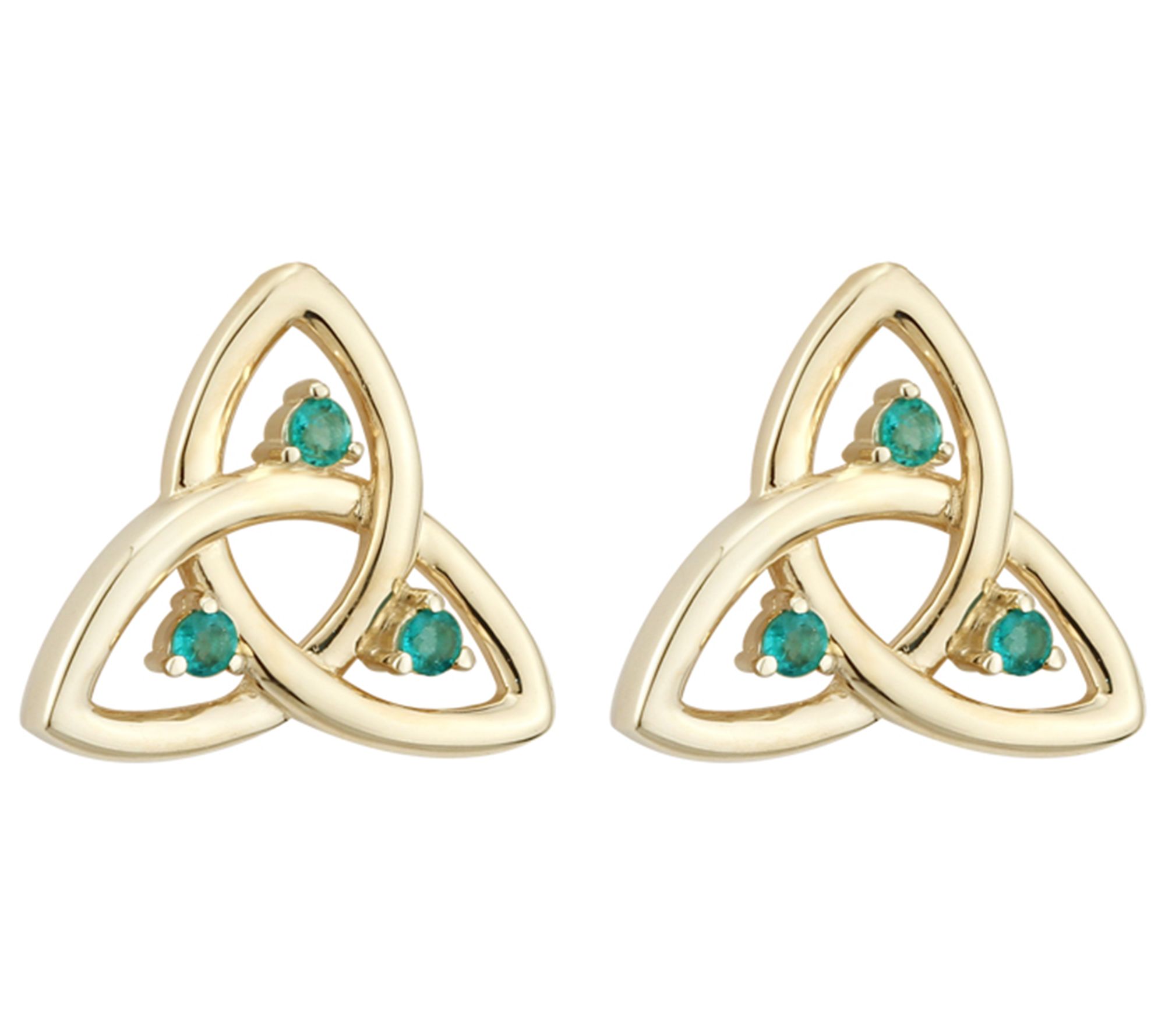Solvar Emerald Accent Trinity Knot Stud Earrings, 14K