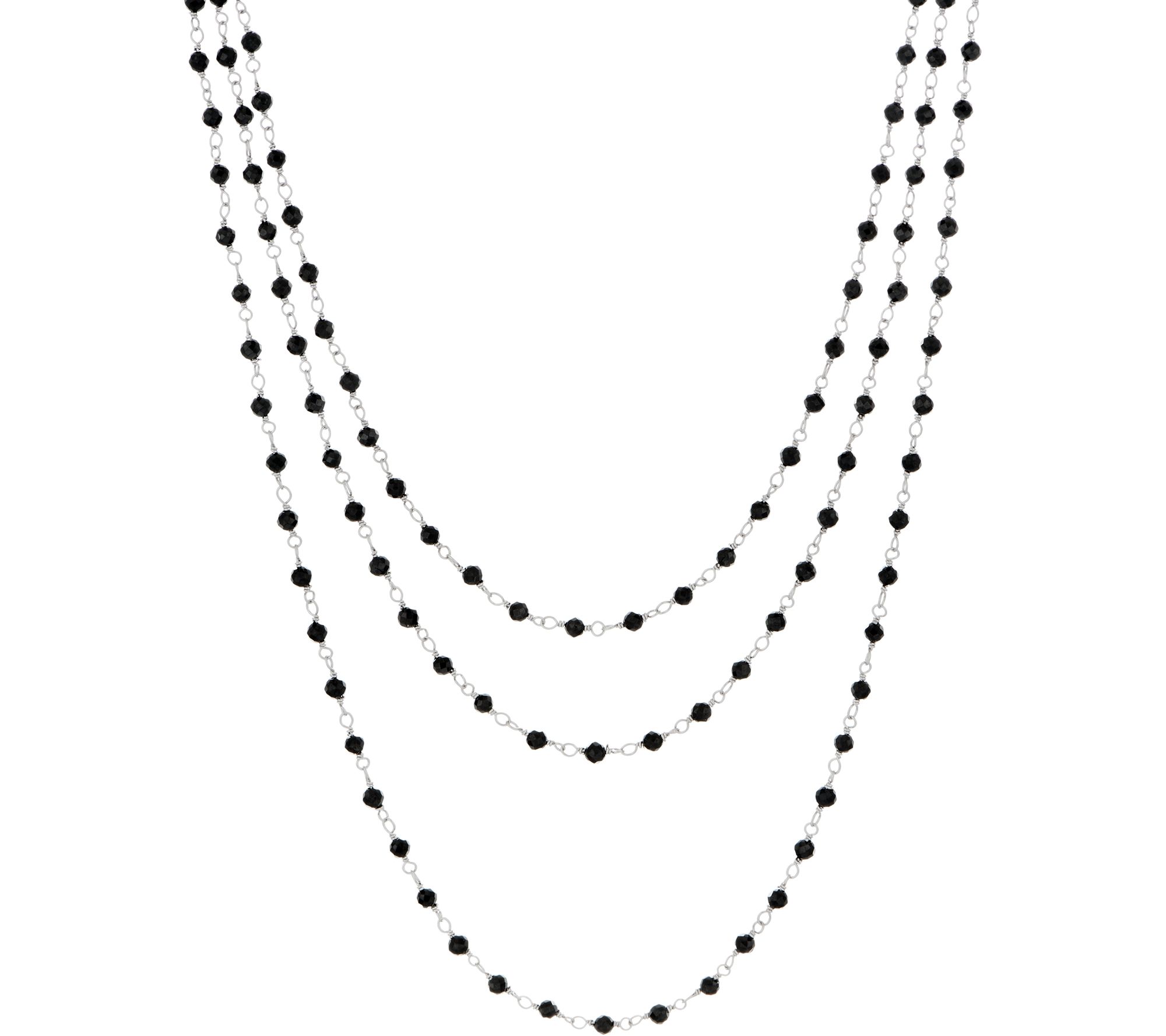 Italian Silver 37.20 cttw Black Spinel Sterling 60 Necklace
