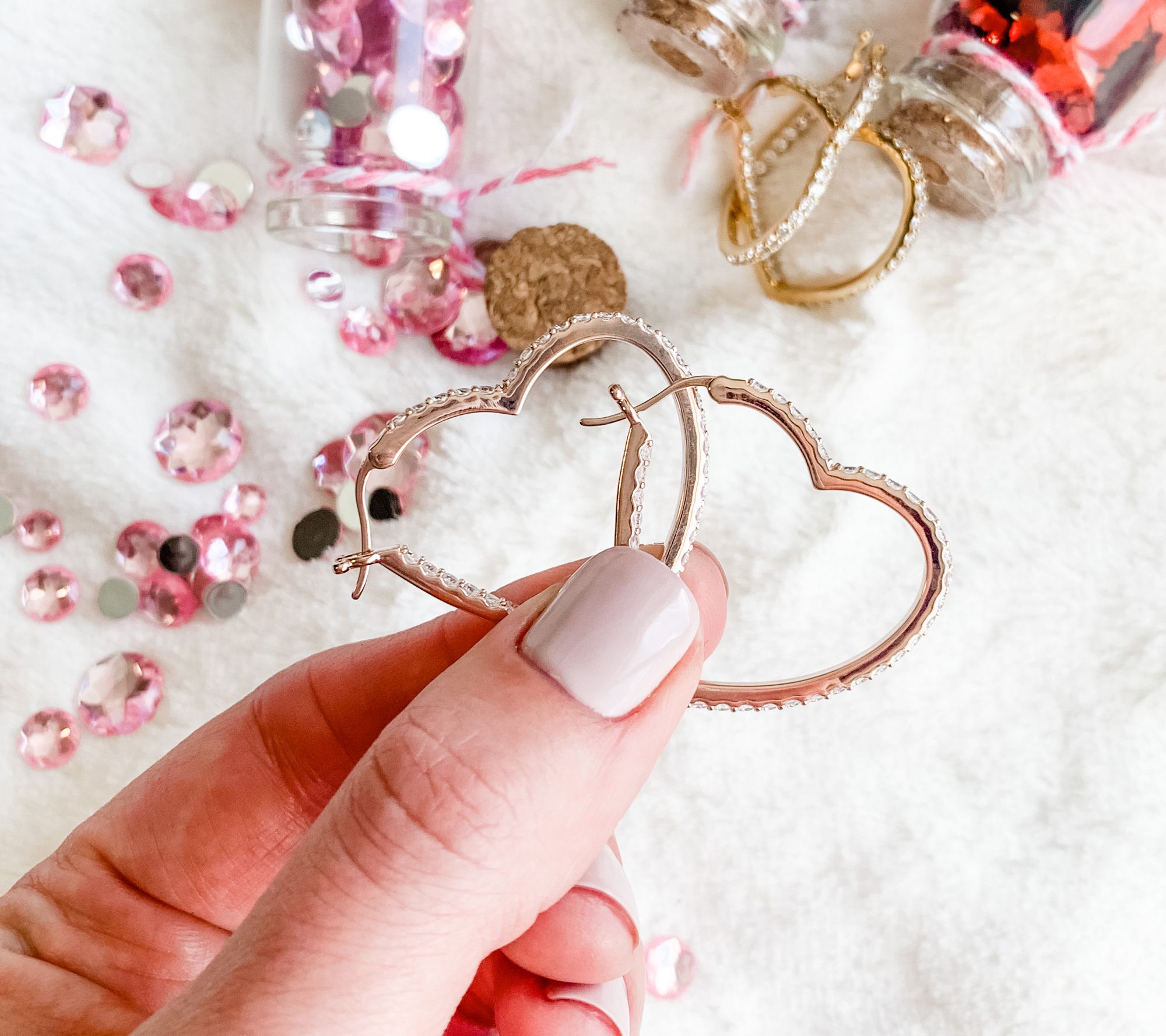 Diamonique Heart InsideOut Hoop Earrings, Sterling Silver —