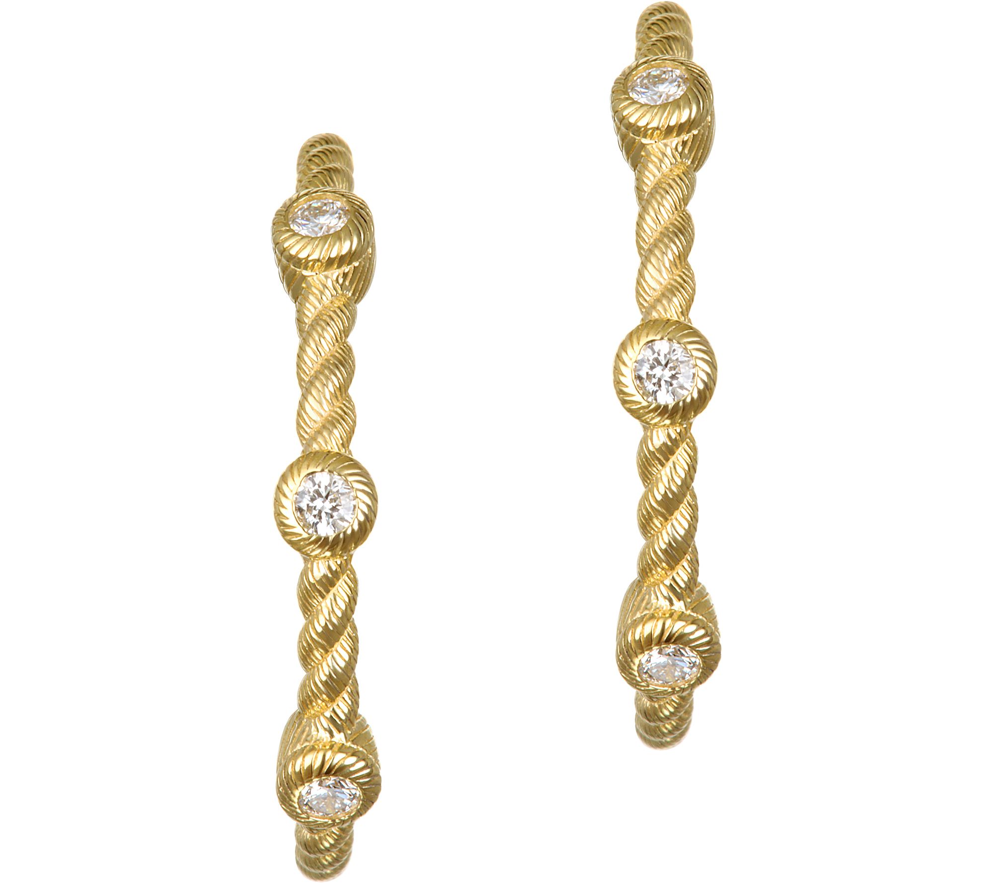 Judith Ripka 14K Gold & Diamond 7/8 Hoop Earri ngs