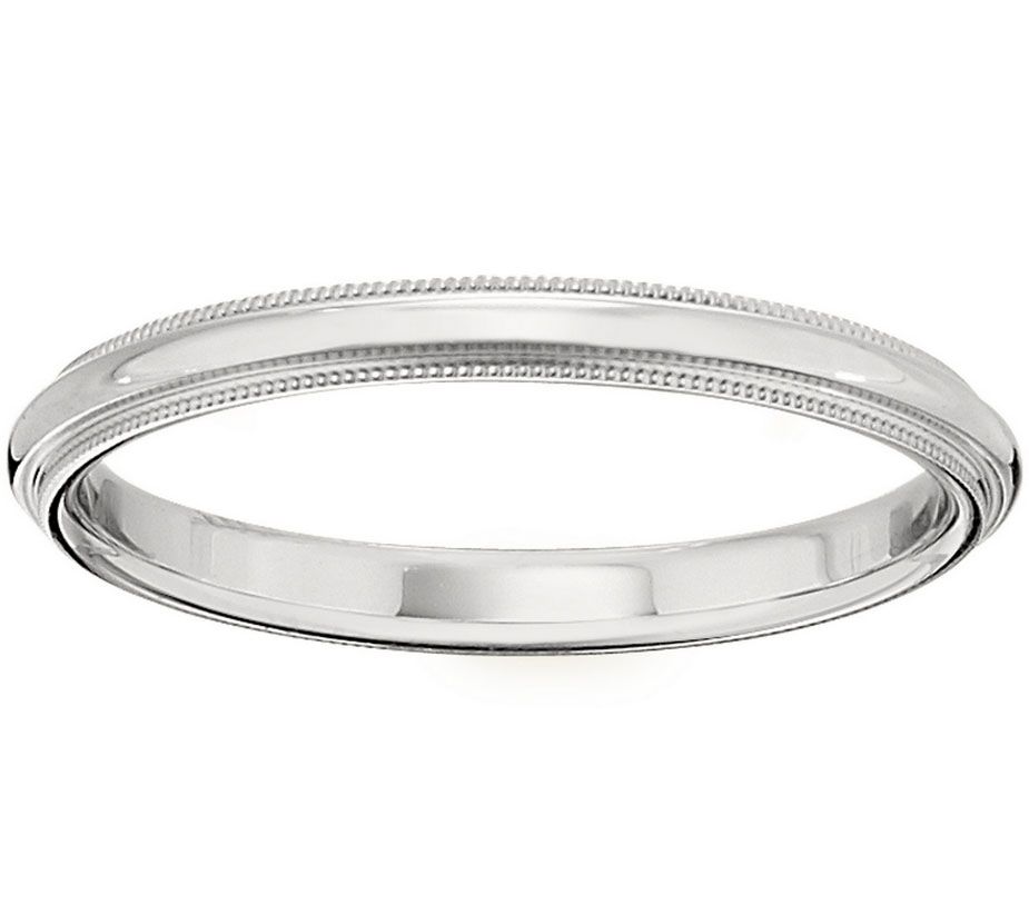 Women's 18K White Gold 2.5mm Milgrain Wedding Band