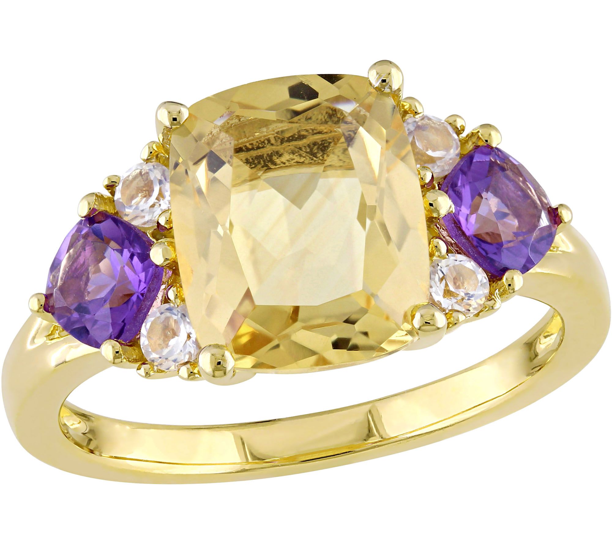 Sterling 3.30 cttw Citrine and Amethyst Ring — QVC.com