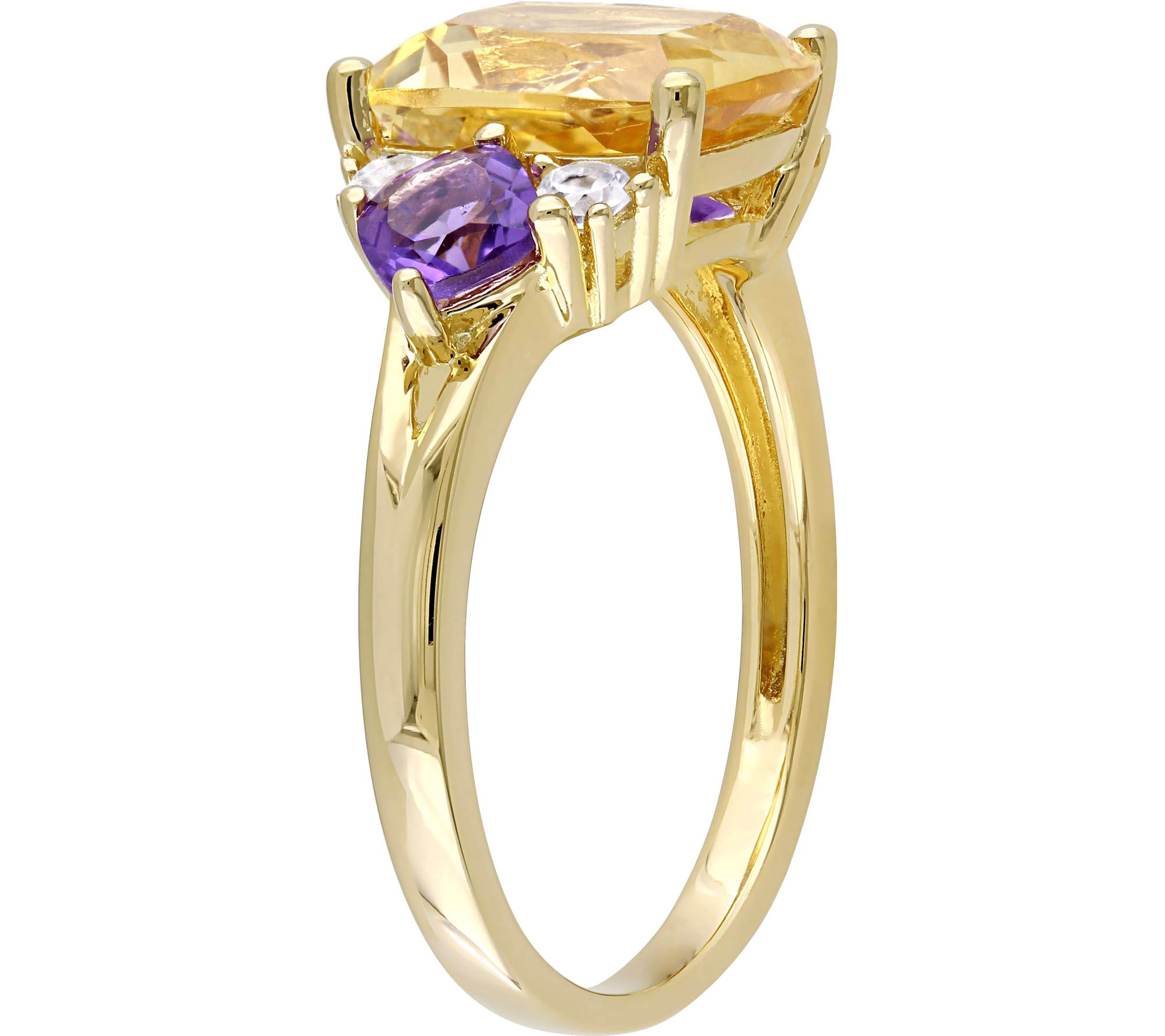 Sterling 3.30 cttw Citrine and Amethyst Ring
