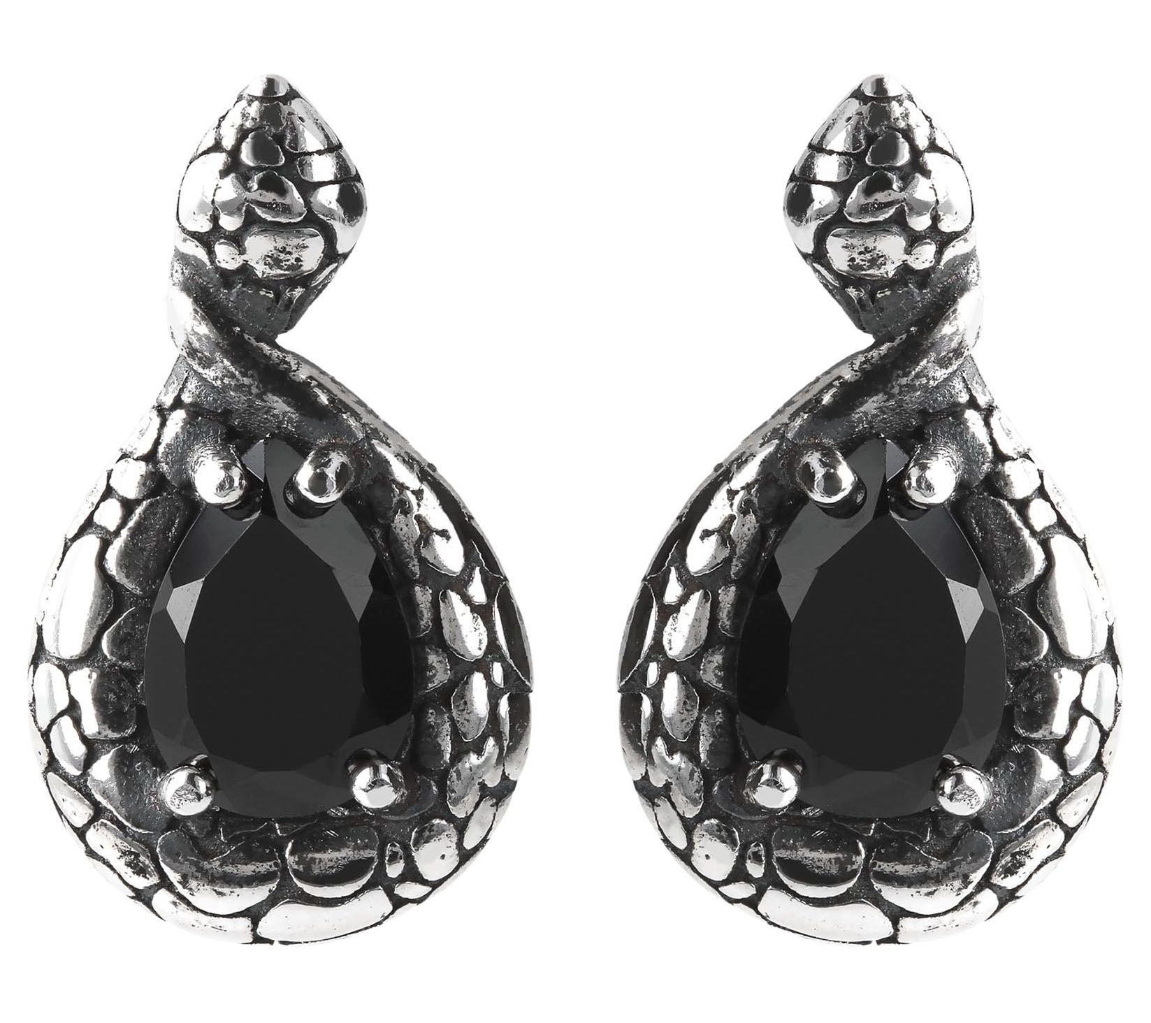 Mistero Sterling Silver Black Spinel Pear-Shaped Earrings