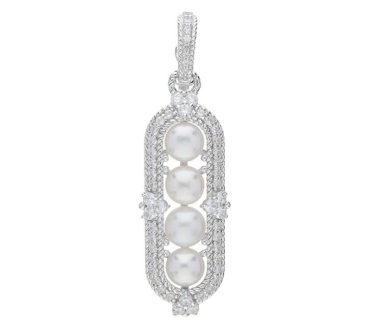 Judith Classic Sterling Cultured Pearl & Diamonique Enhancer