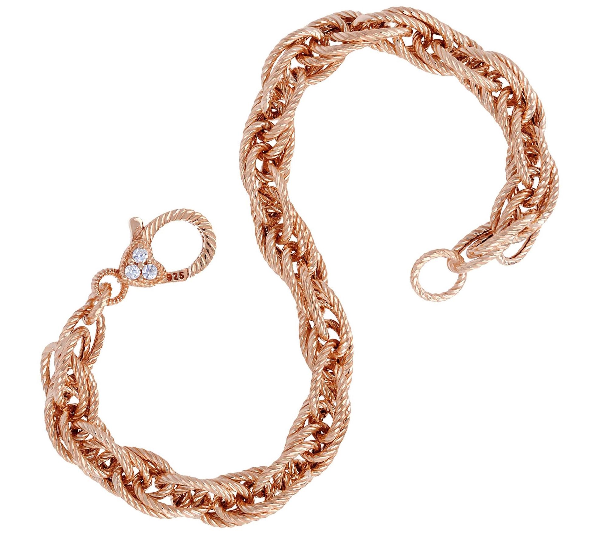 Judith Ripka Verona 14K Clad Textured Rope Brac elet 10.0g