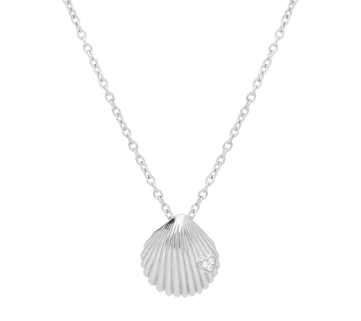Goddaughters Sterling Silver White Topaz Shell Necklace