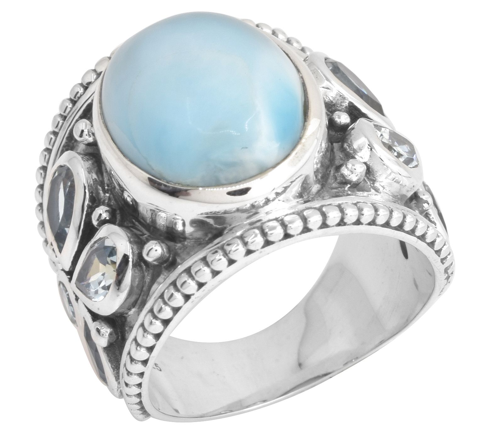 Artisan Crafted Sterling Silver Larimar & Blue Topaz Ring