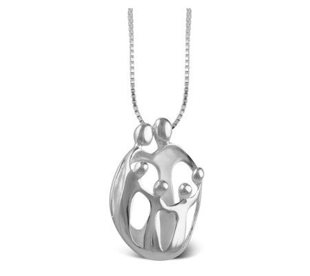 Personalized Sterling Parent & 4 Child Loving F amily Pendant