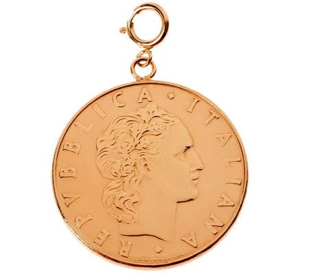 My Lira 50 Lire Coin Charm, 14K Rose Gold