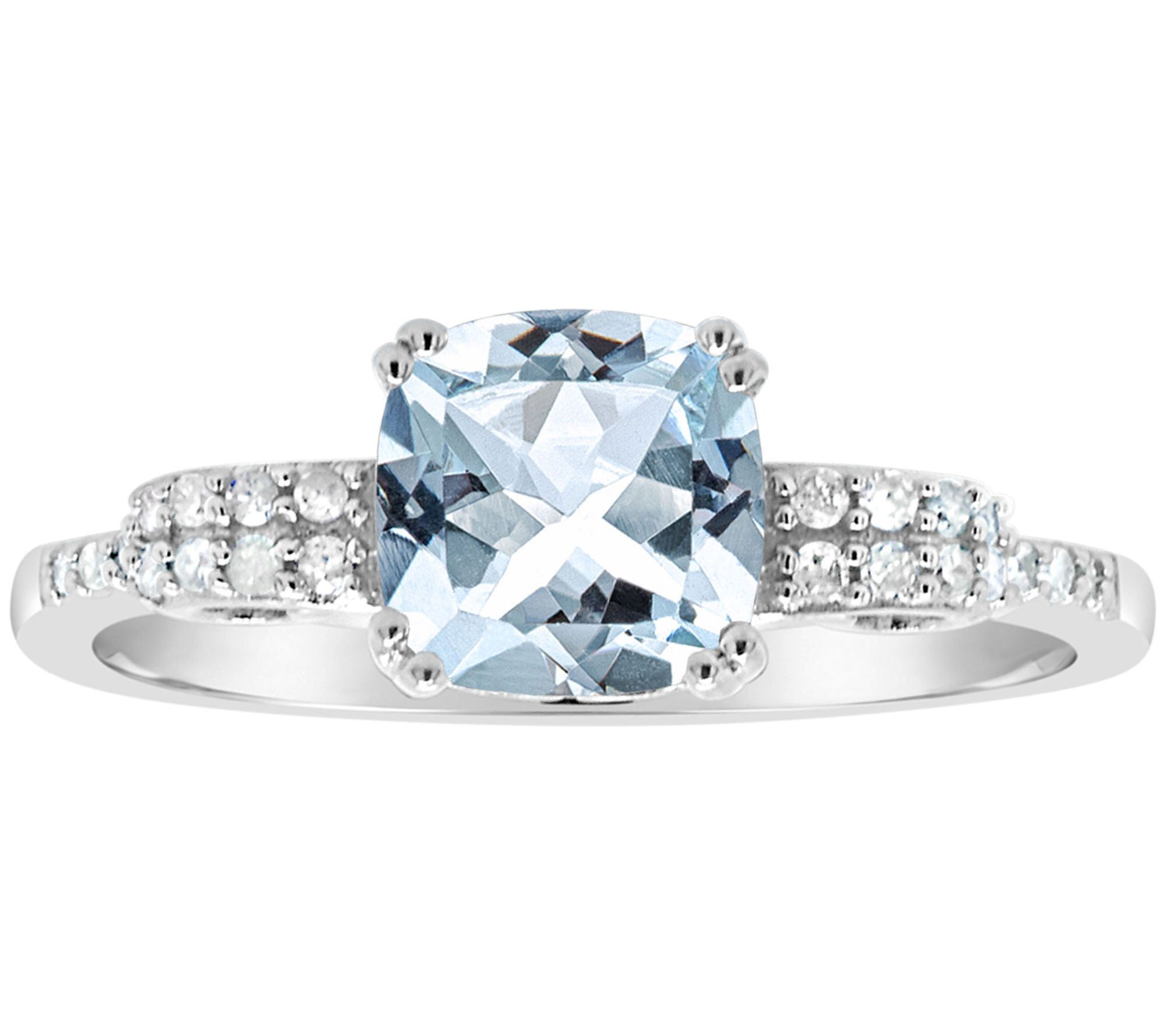 1.00 ctw Aquamarine & 1/10 cttw Diamond Ring, S terling