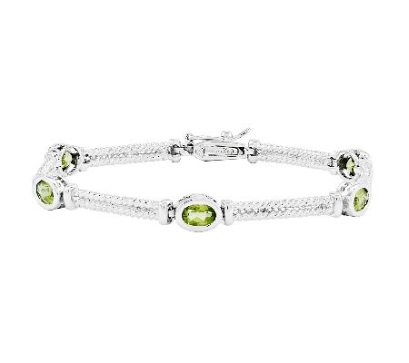 Sterling 7 Choice of Oval Bezel Set Gemstone S tation Bracele