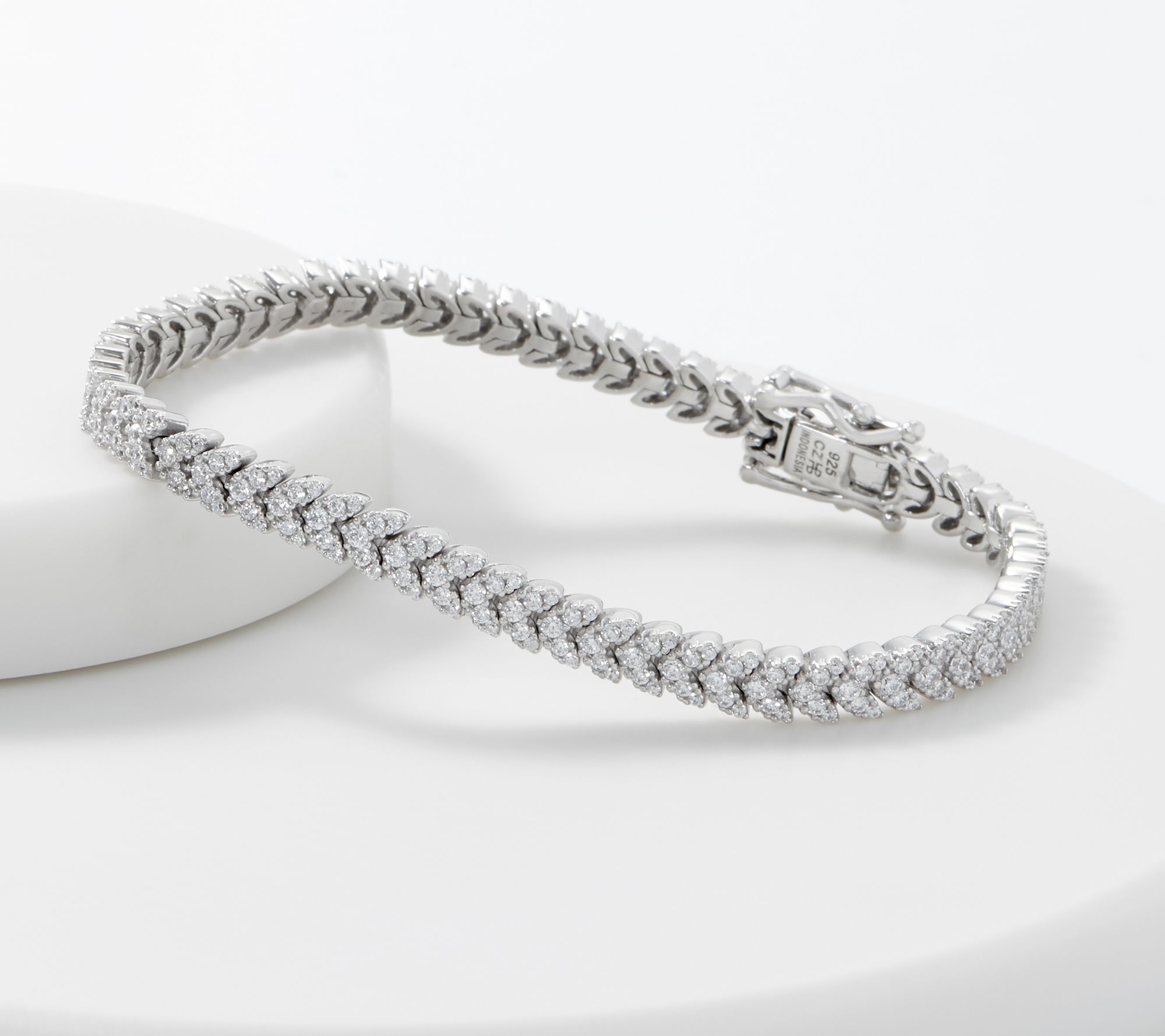 Diamonique 2.70 ct Chevron Tennis Bracelet Sterling Silver