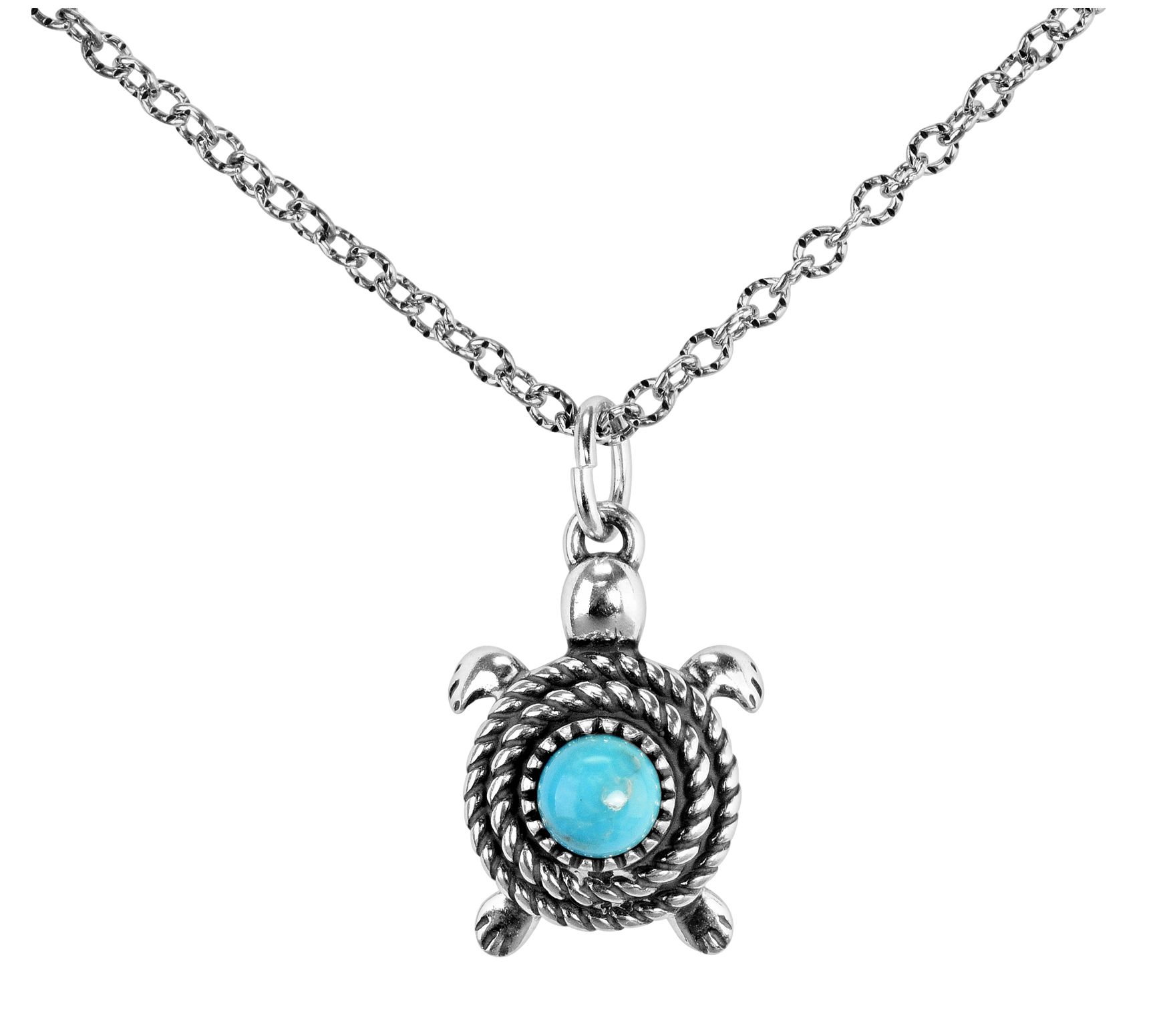 American West Sterling Spirit Gemstone Turtle P endant w/ Chai