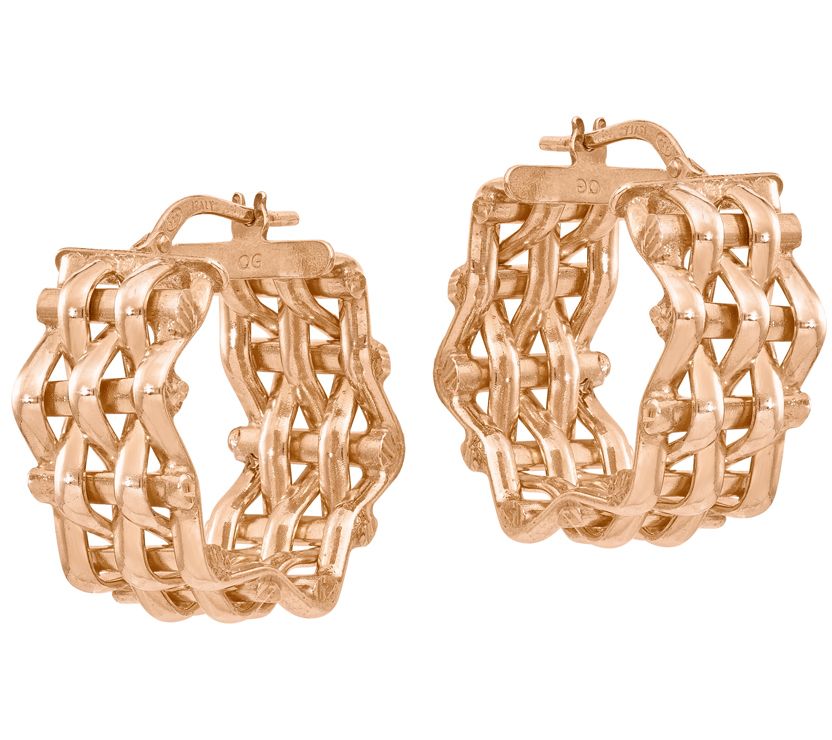 Italian Silver Woven Hoop Earrings