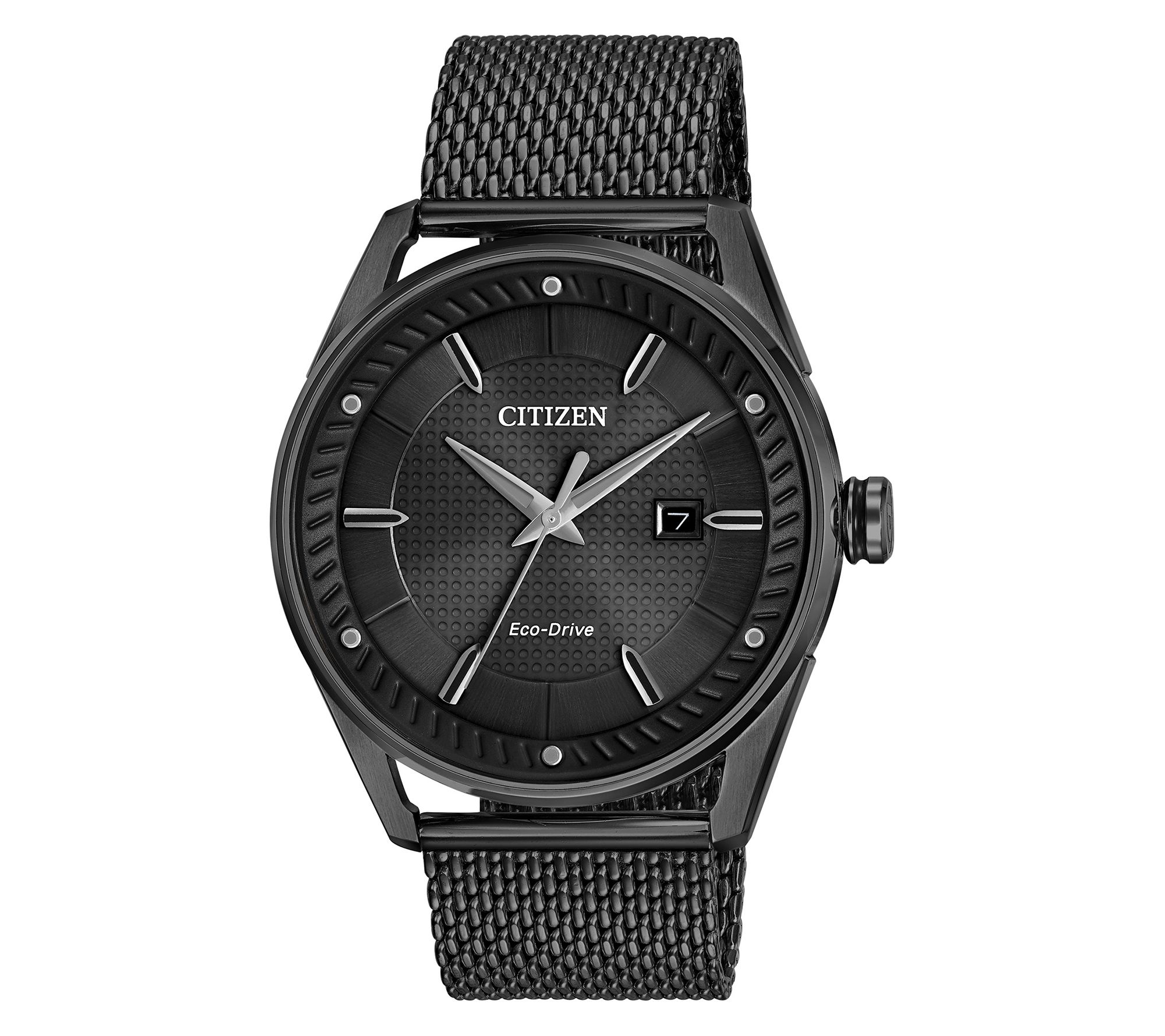 Citizen Eco-Drive Mens Black Mesh Bracelet Wat ch