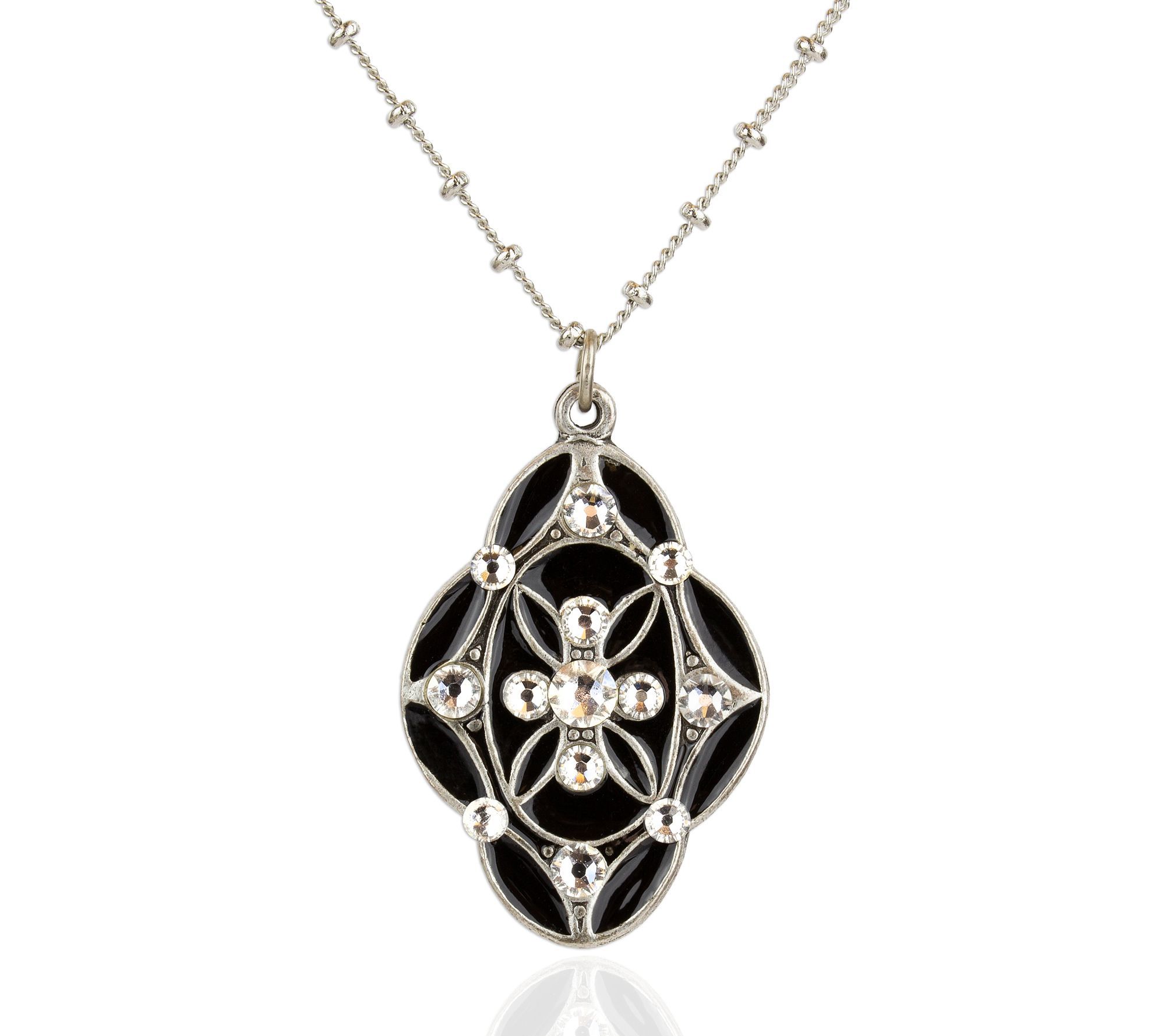 Anne Koplik Crystal Deco Pendant w/ Beaded Chai
