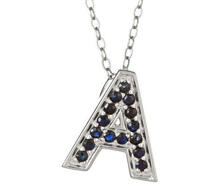 Sapphire Initial Pendant with 18 Chain, Sterli ng