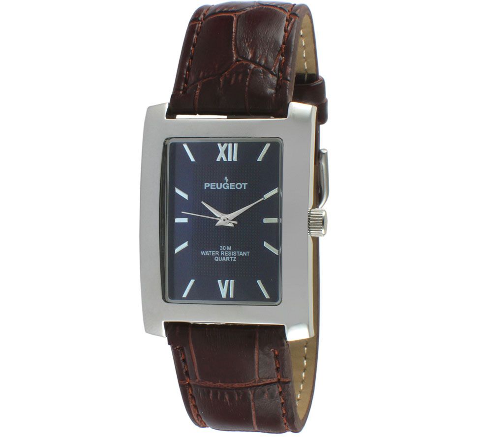 Peugeot Mens Blue Dial Leather Watch