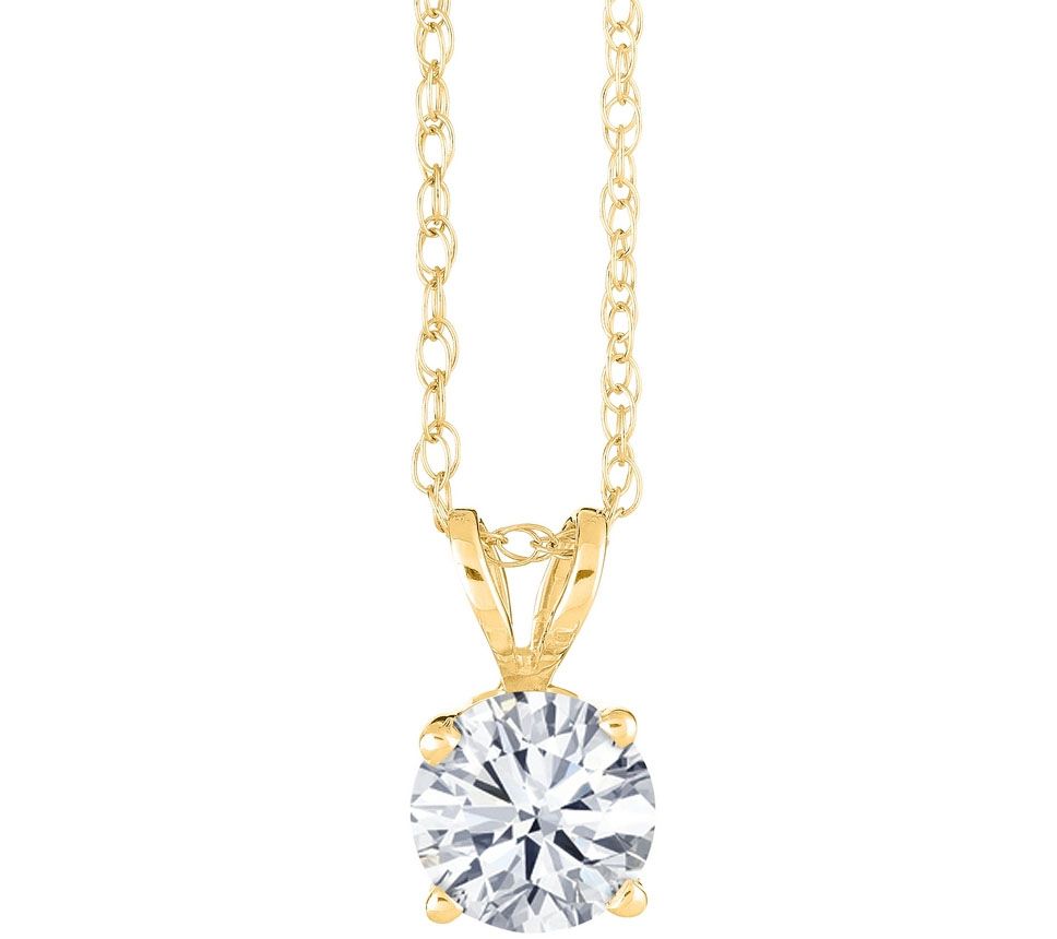 Affinity 3/4 ct Round Diamond Pendant w/ Chain , 14K Gold