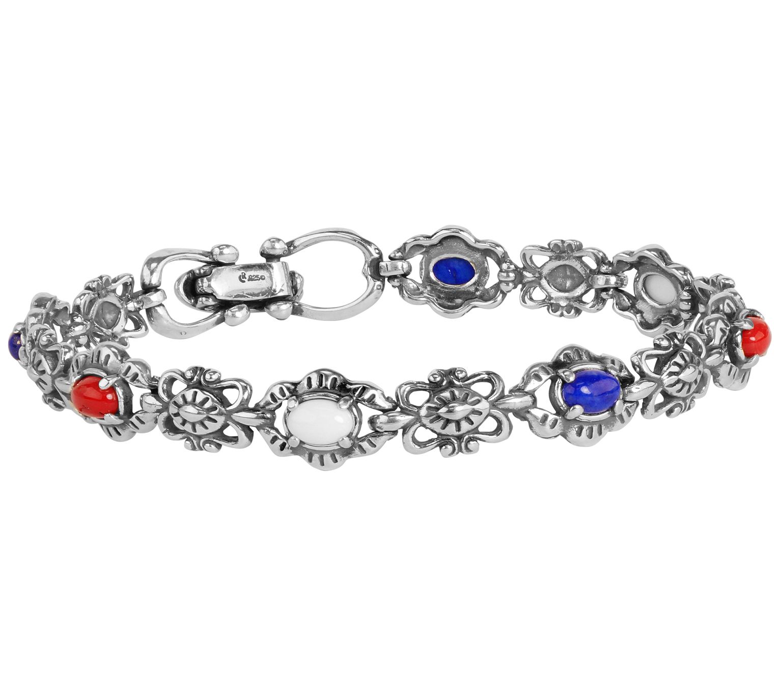American West Sterling Patriotic Gemstone Tenni s Bracelet