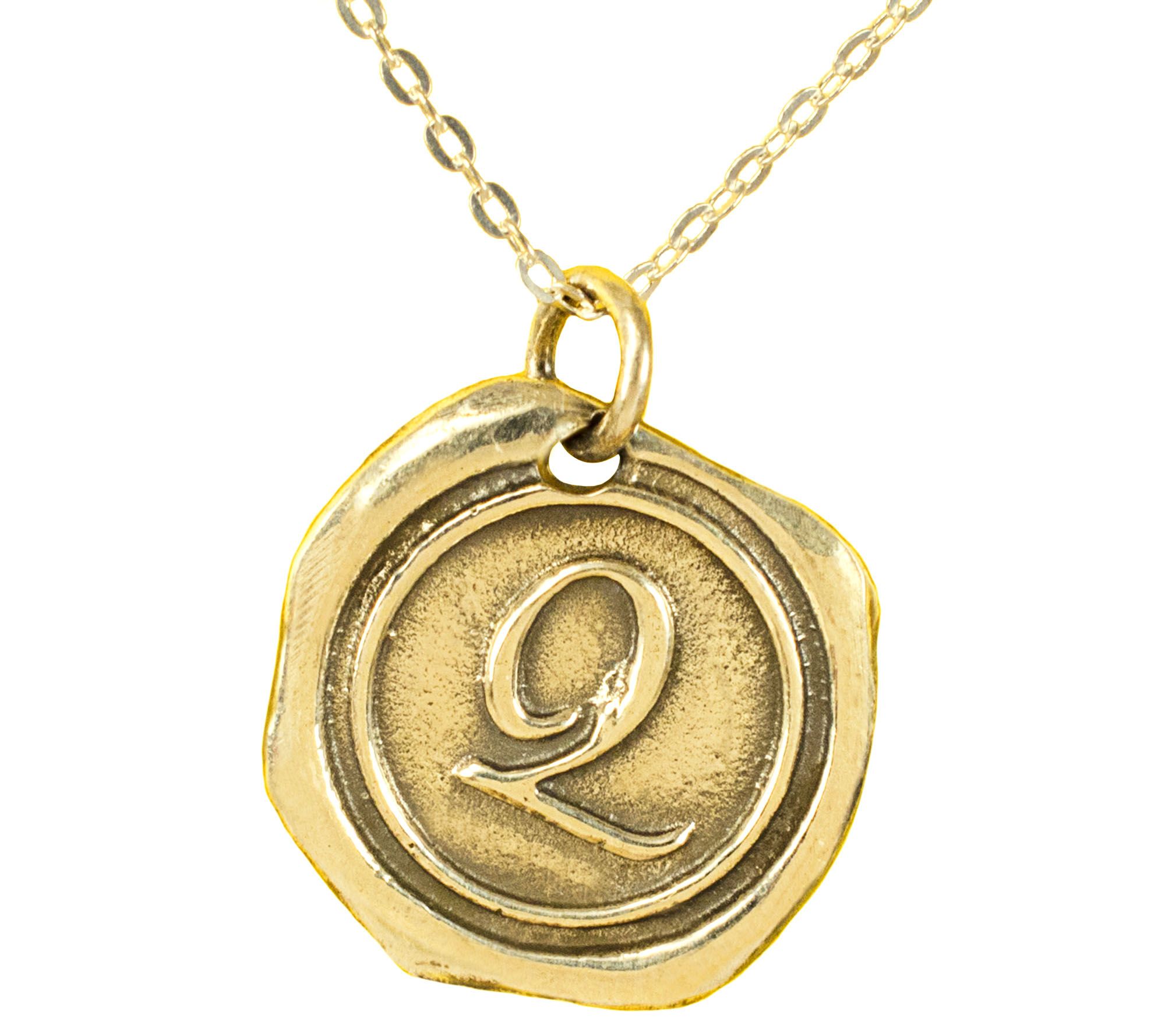 14K Gold-Plated Sterling Personalized Initial Pendant w/ Chai