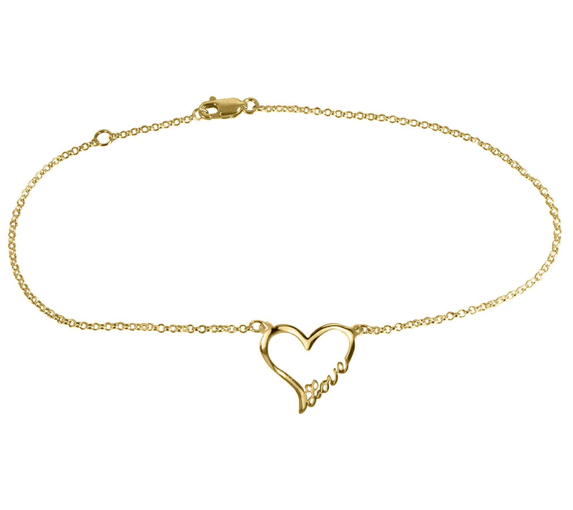 14K Gold Plated Love Open Heart Anklet