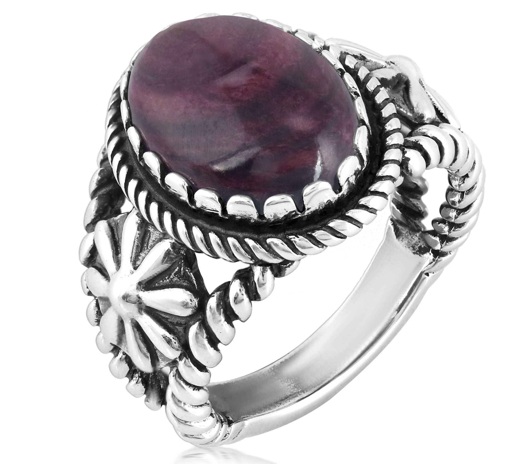 American West Sterling Silver Oval Gemstone Con ha Ring