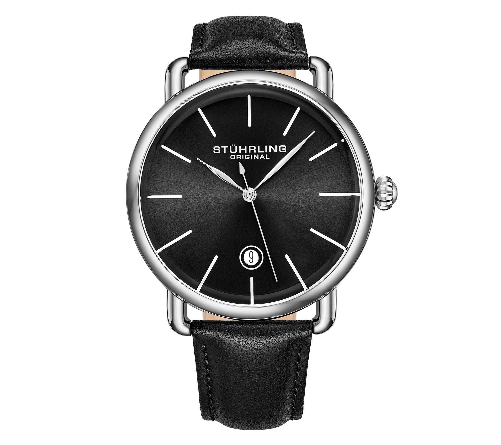 Stuhrling Mens Agent Black Dial Watch