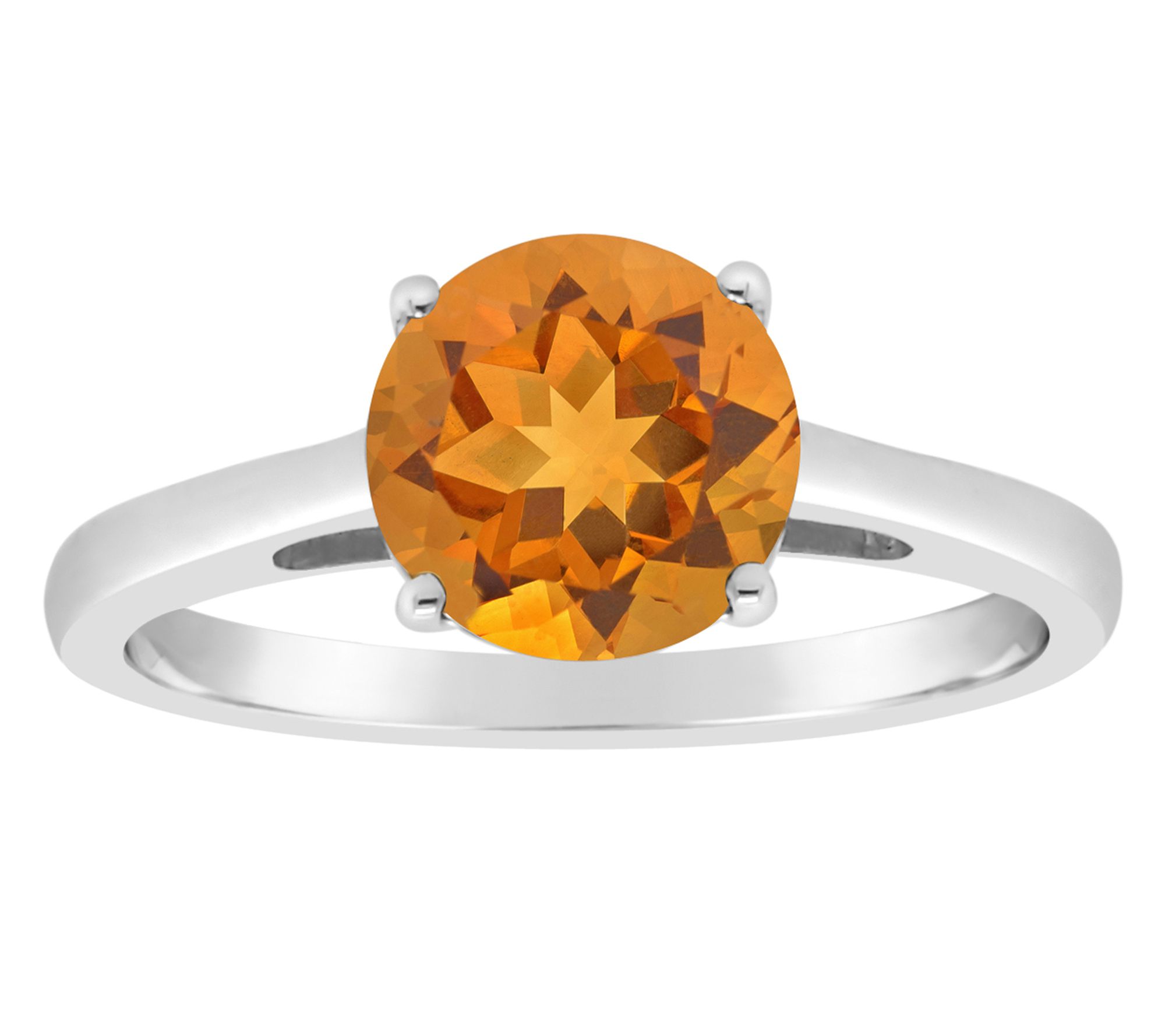 Sterling Silver Round Gemstone Ring