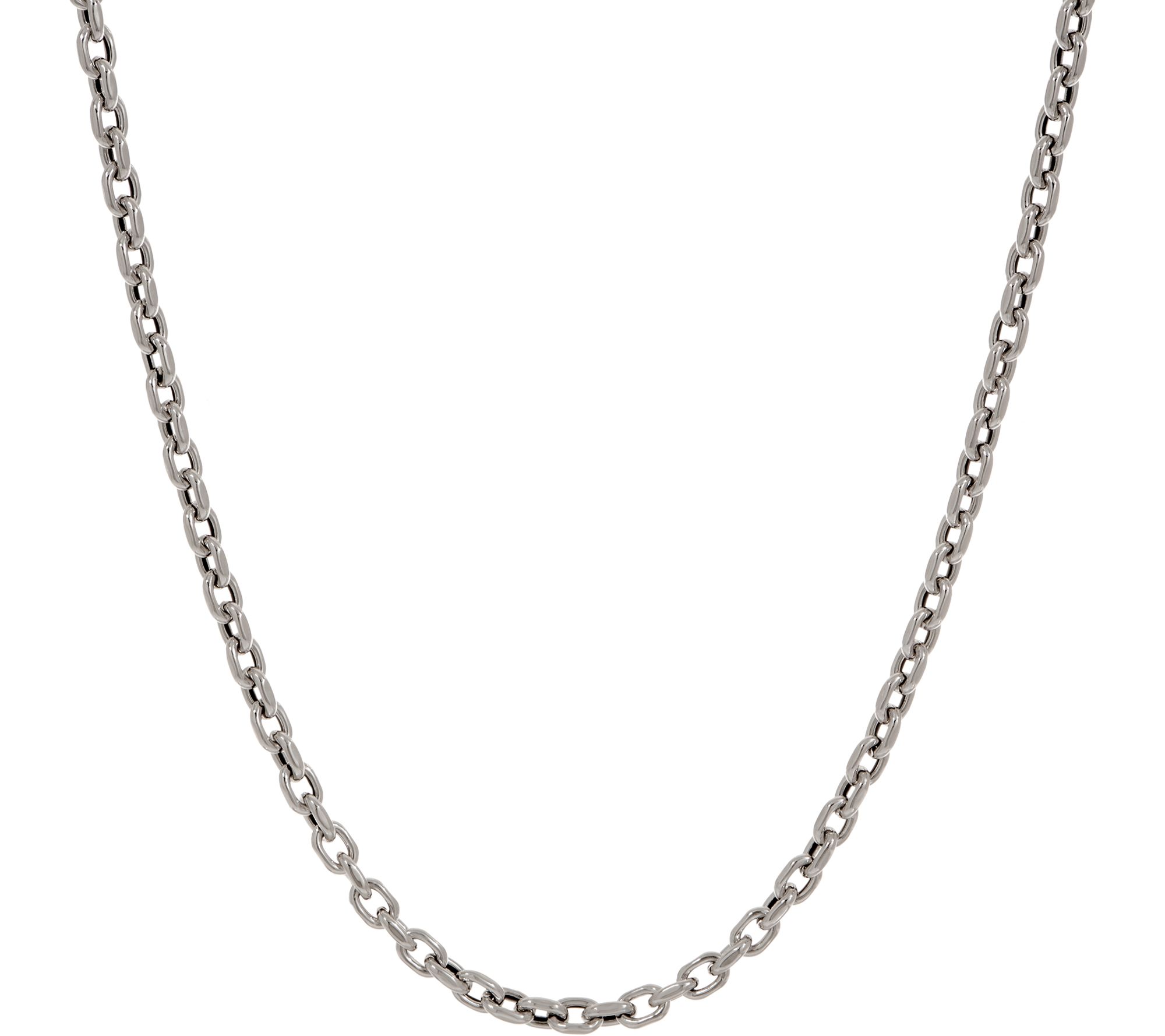 Italian Silver Adjustable Oval Link Necklace, 15.0g