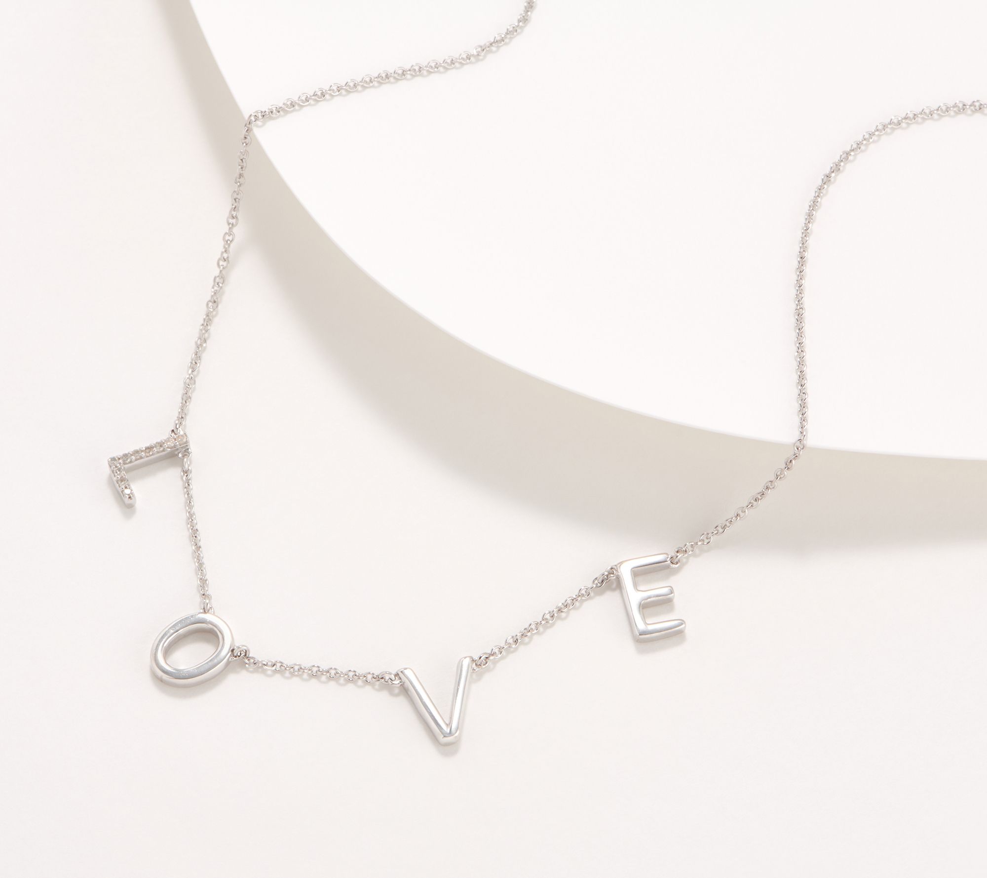 Affinity Sterling Silver Diamond Script Necklace