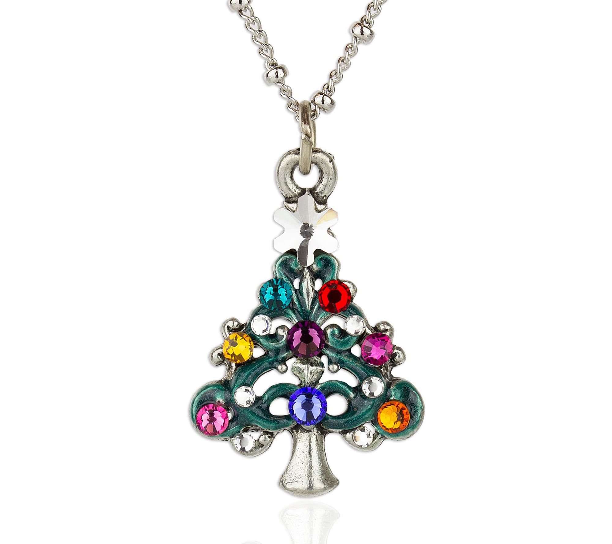 Anne Koplik Swarovski Crystal Christmas Tree Pe ndant w/ Chain