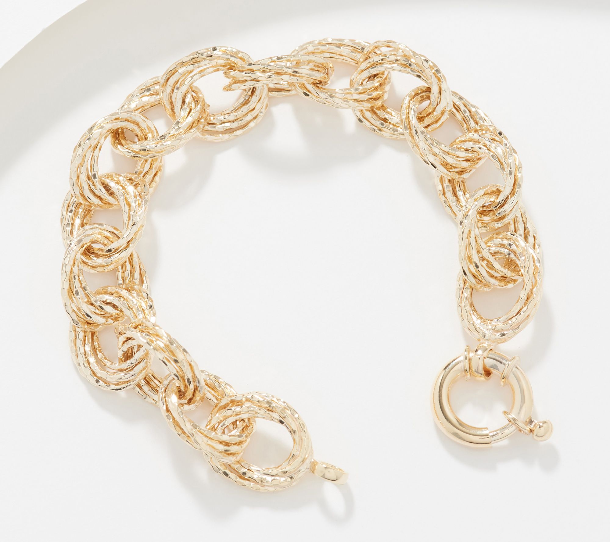 Sterling Silver Round Textured Bracelet, by Silver Style