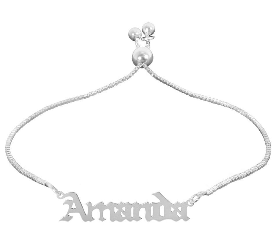 Sterling Silver Personalized Adjustable Name Bracelet