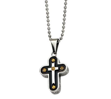 Steel by Design Mens Cross Pendant w/ Chain