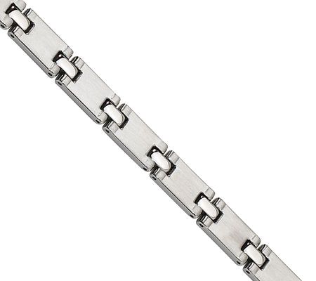 Steel by Design 8-1/4 Polished Rectangle L ink Bracelet
