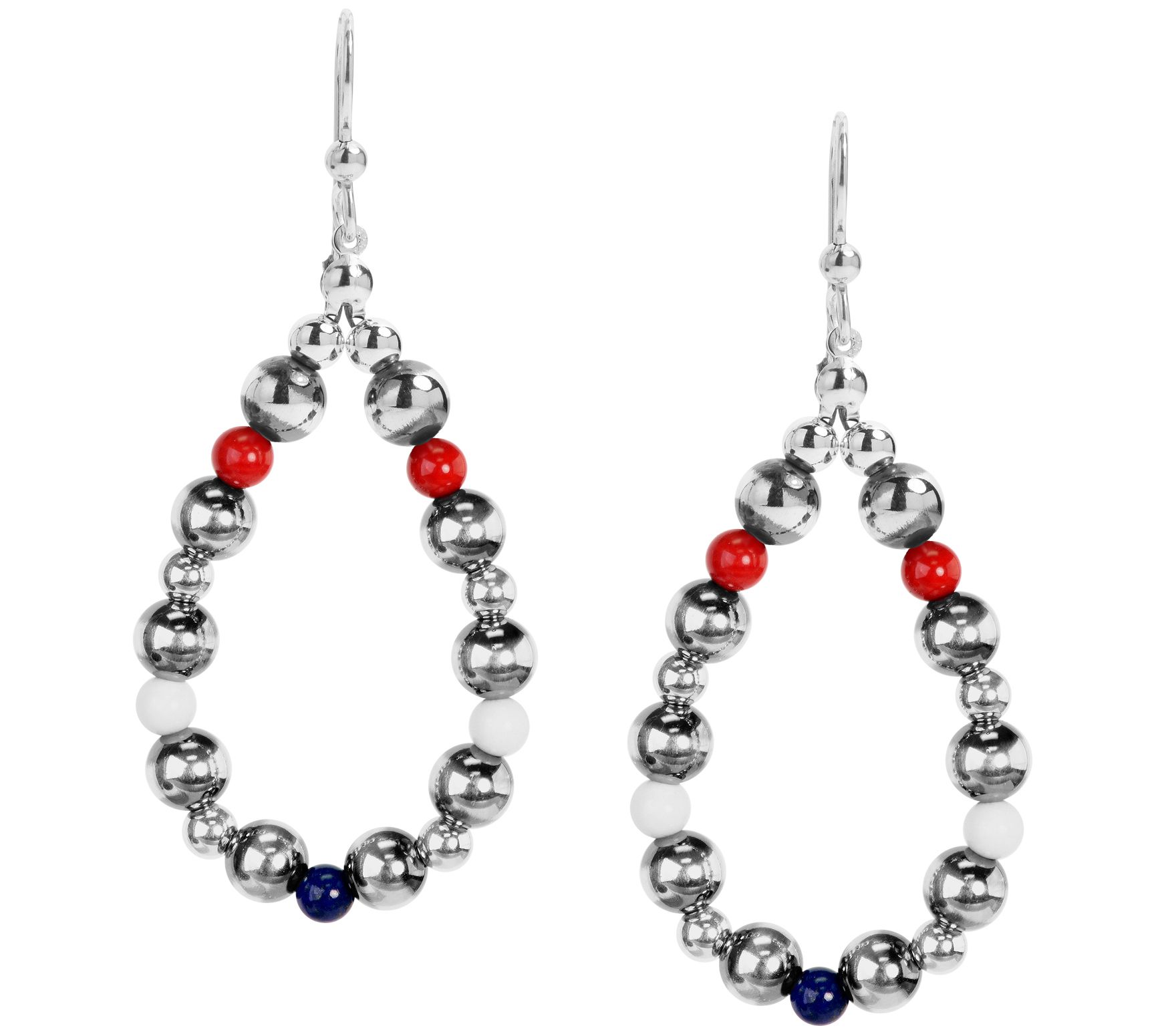 American West Sterling Patriotic Gemstone Be ad Earrings