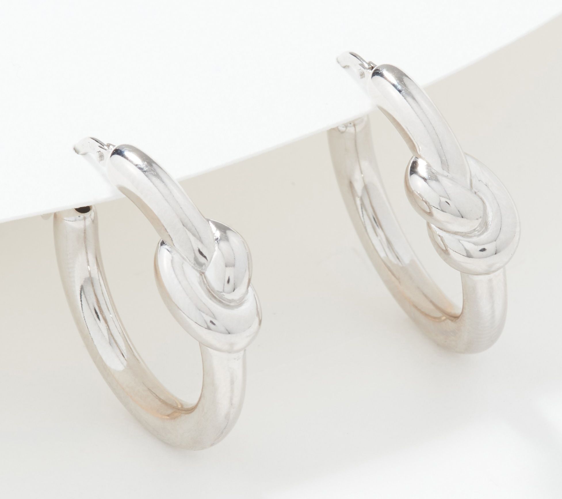 Italian Silver Polished 1 Knot Hoop Earrings
