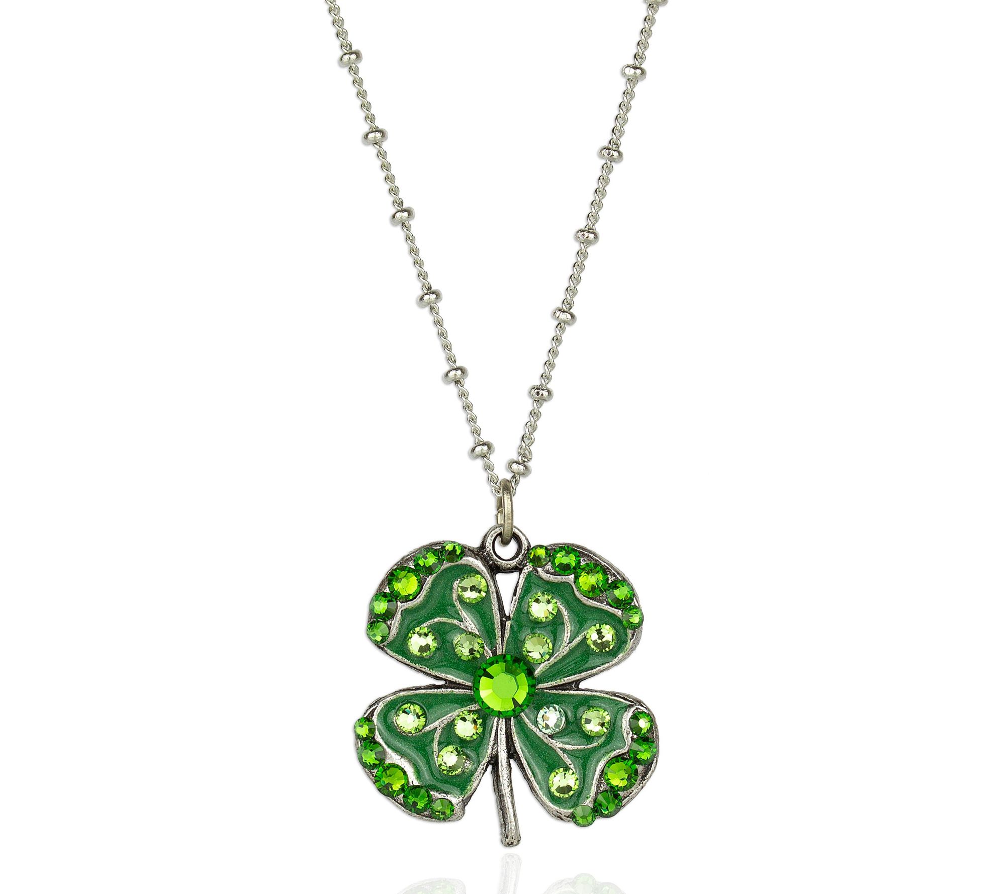 Anne Koplik Swarovski Crystal 4-Leaf Clover Pen dant w/ Chain