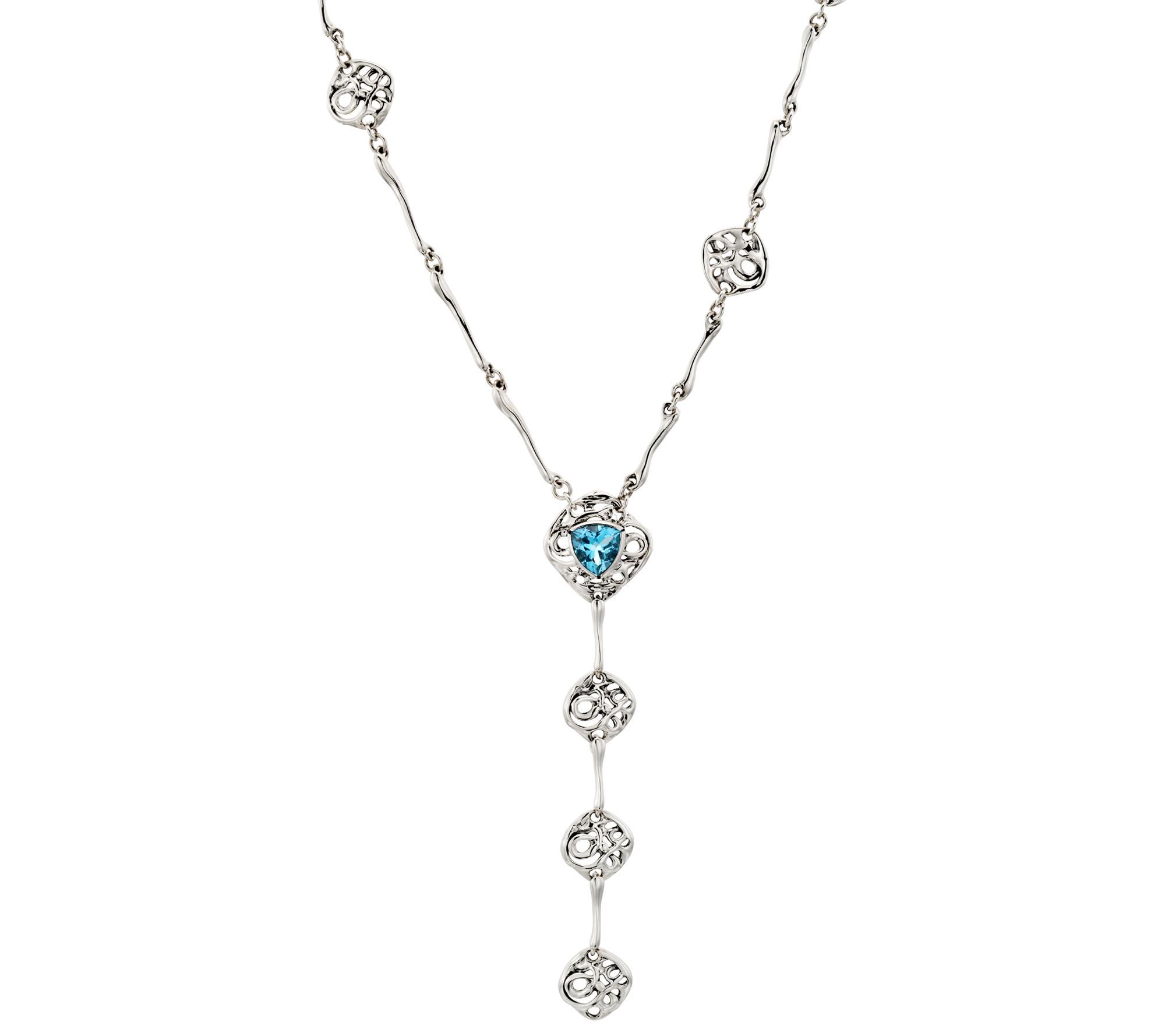 Hagit Sterling Silver 3.85 cttw Blue Topaz Y Necklace
