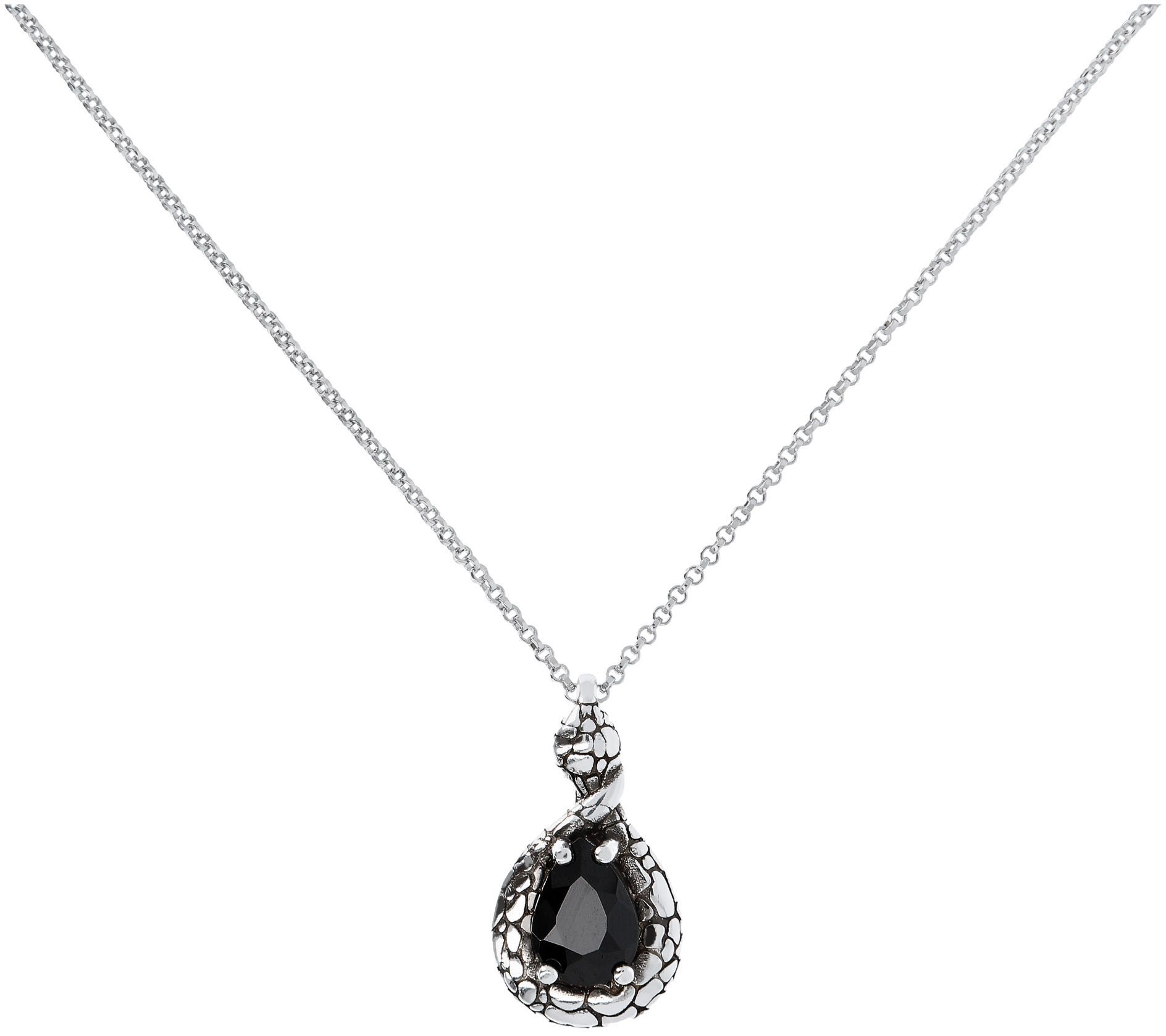 Mistero Sterling Silver Black Spinel Pendant wi th Chain