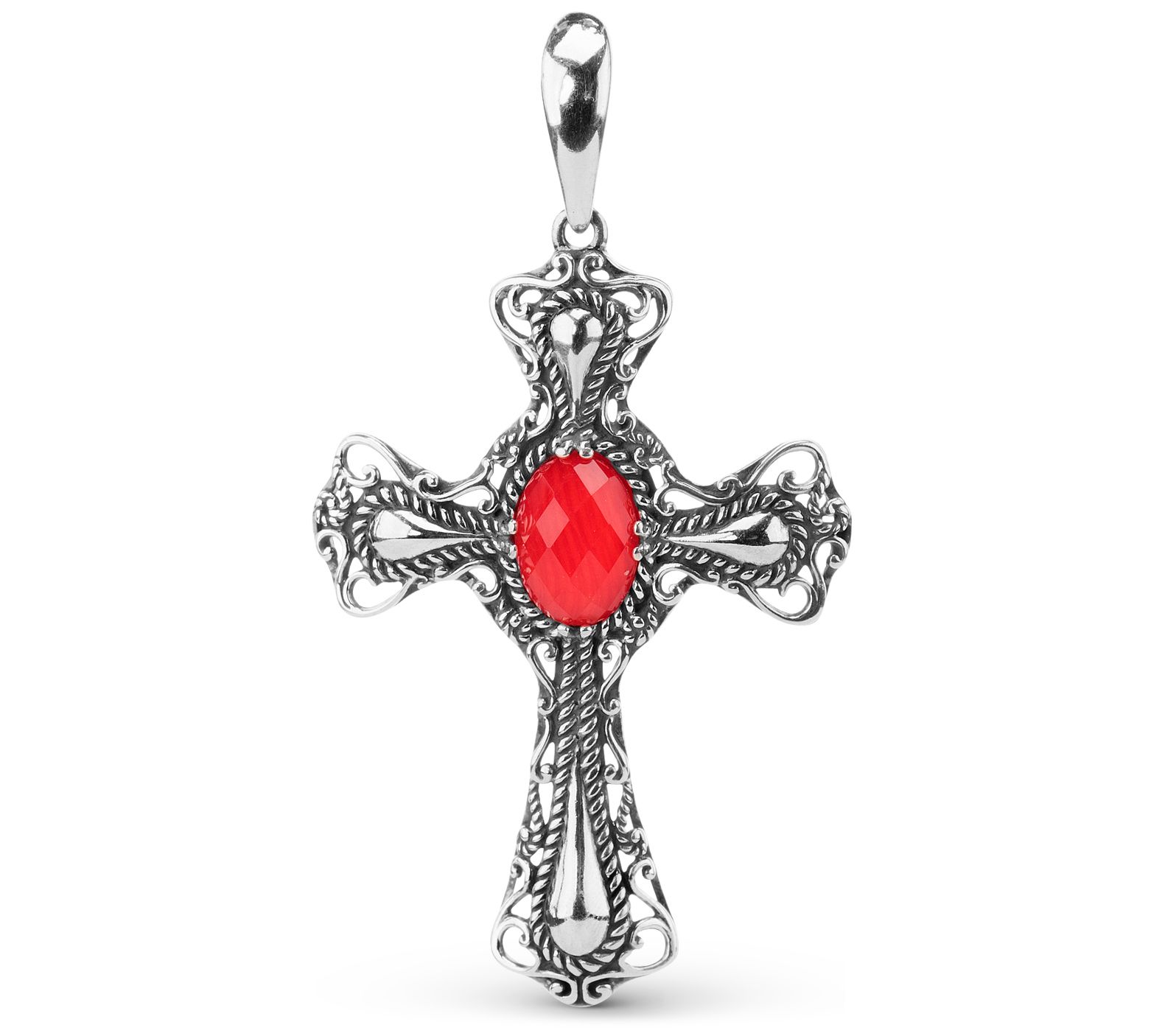 Carolyn Pollack Sterling Signature Gemstone Cro ss Enhancer
