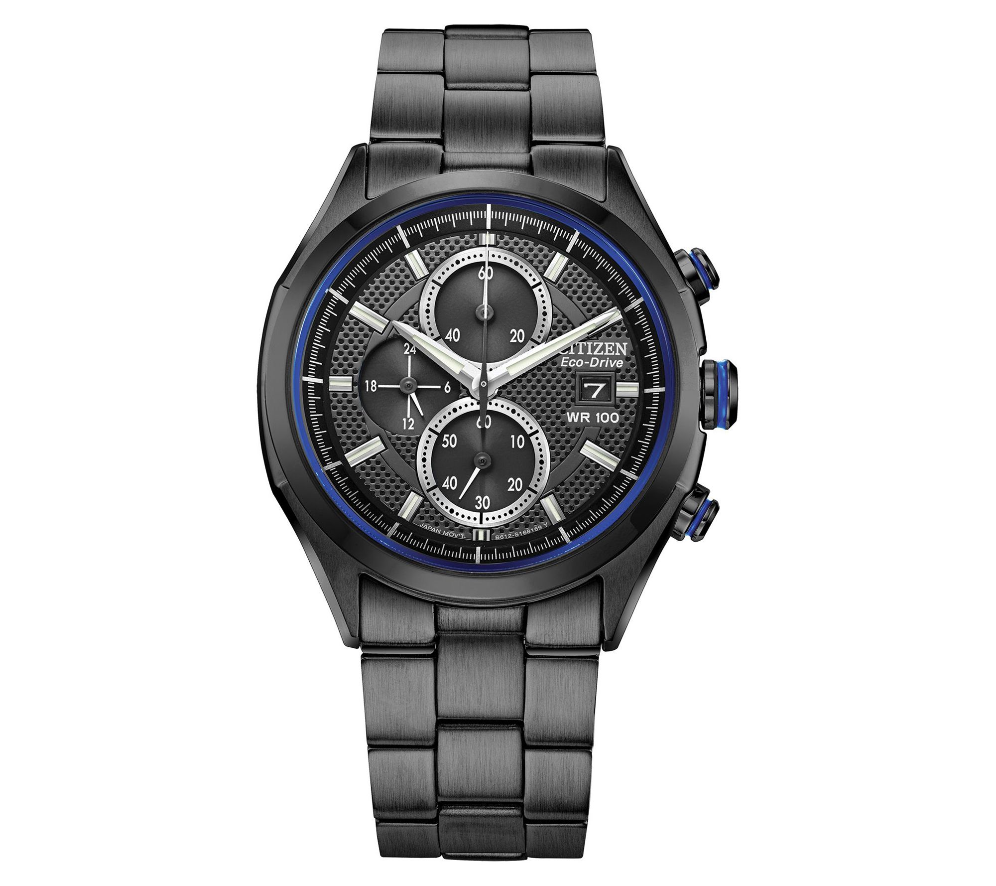 Citizen Men's Eco-Drive Black IP Chronograph Wa ch