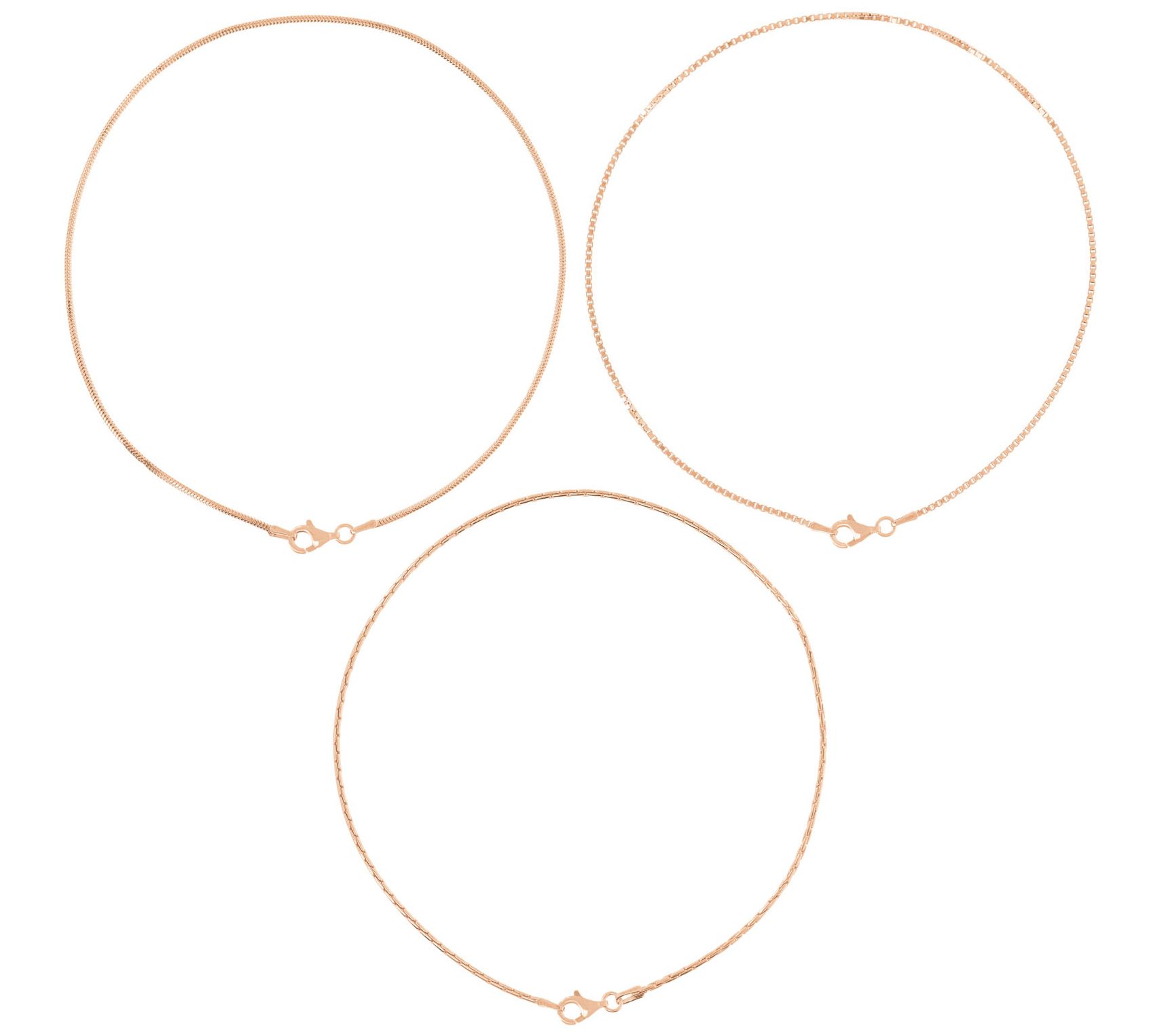 Louis Dell'Olio Sterling Bikini Set of 3 A nkle Bracelets