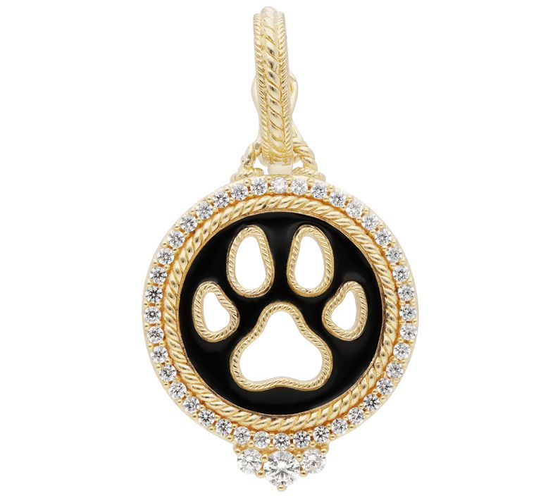 JUDITH Classic Diamonique Dog Paw Print Enhancer, 14K Clad