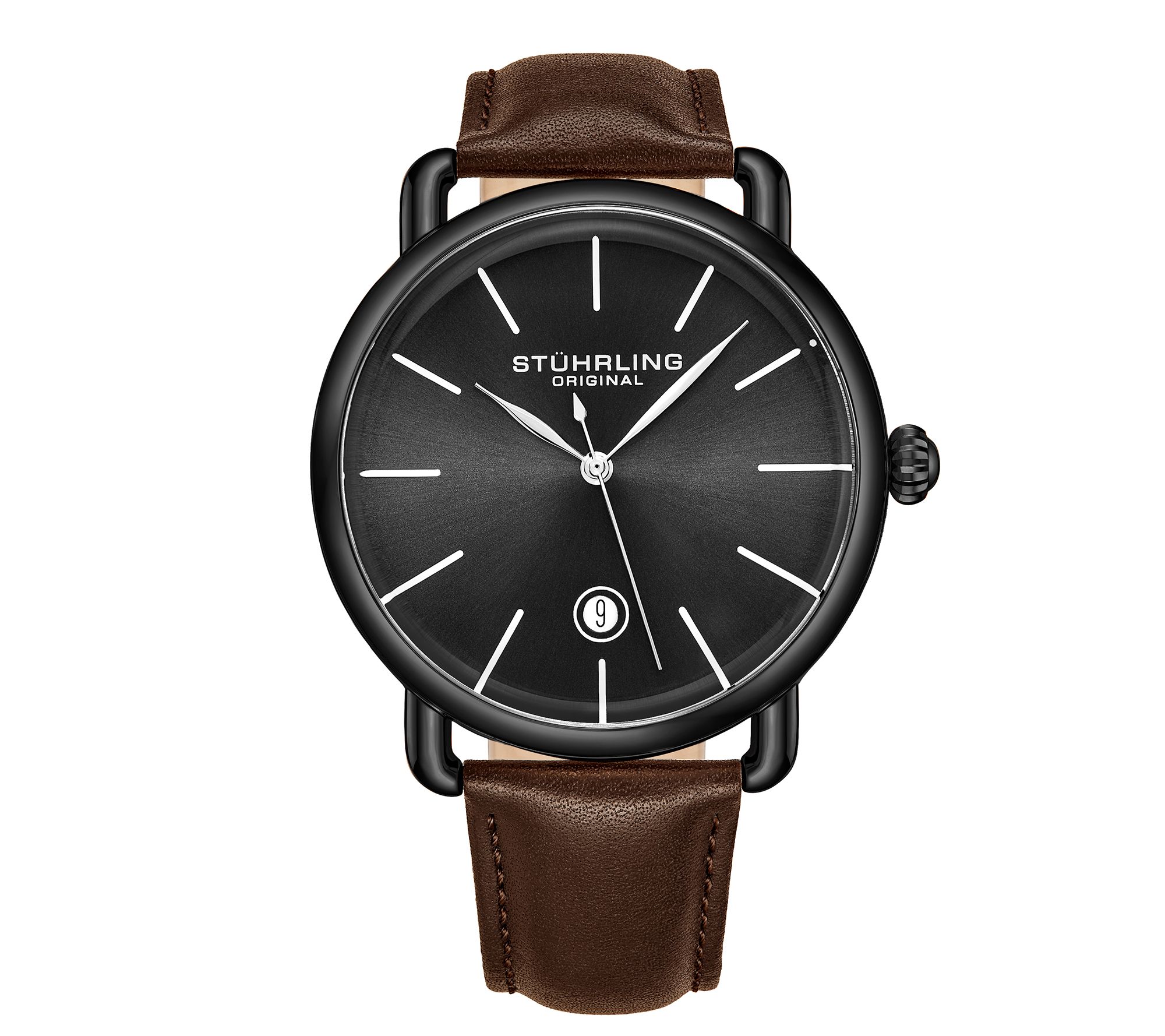 Stuhrling Mens Agent Black Case & Dial Watch