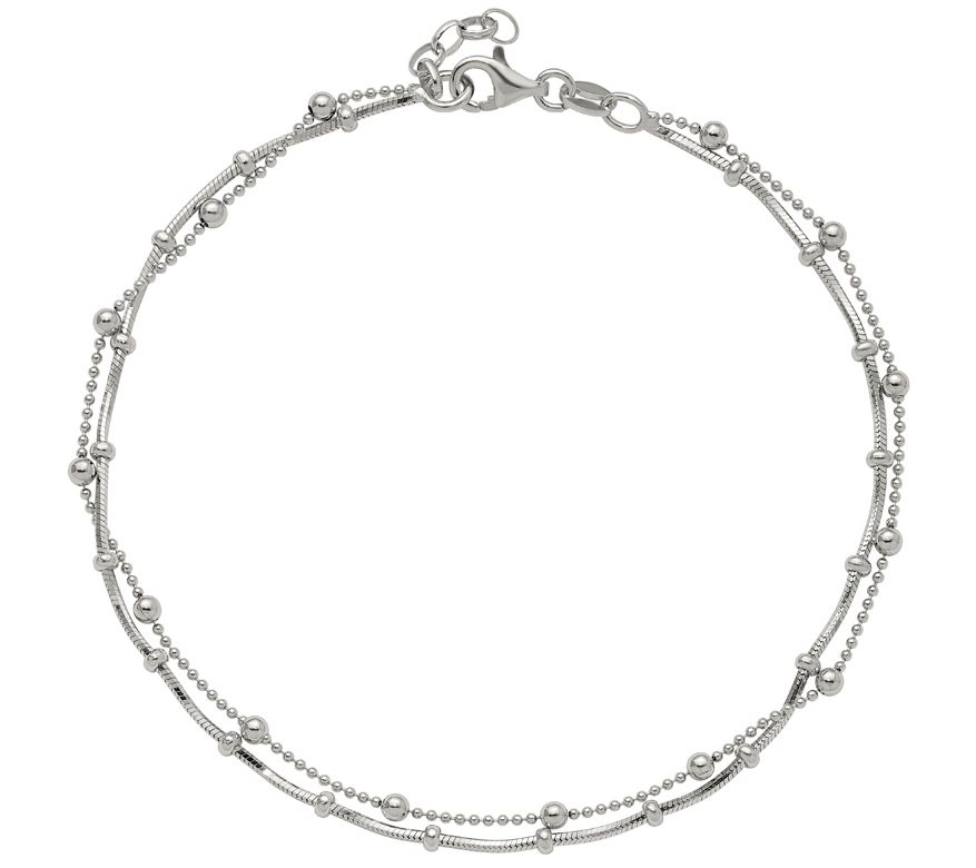 Italian Silver Double Strand Anklet, 5.1g