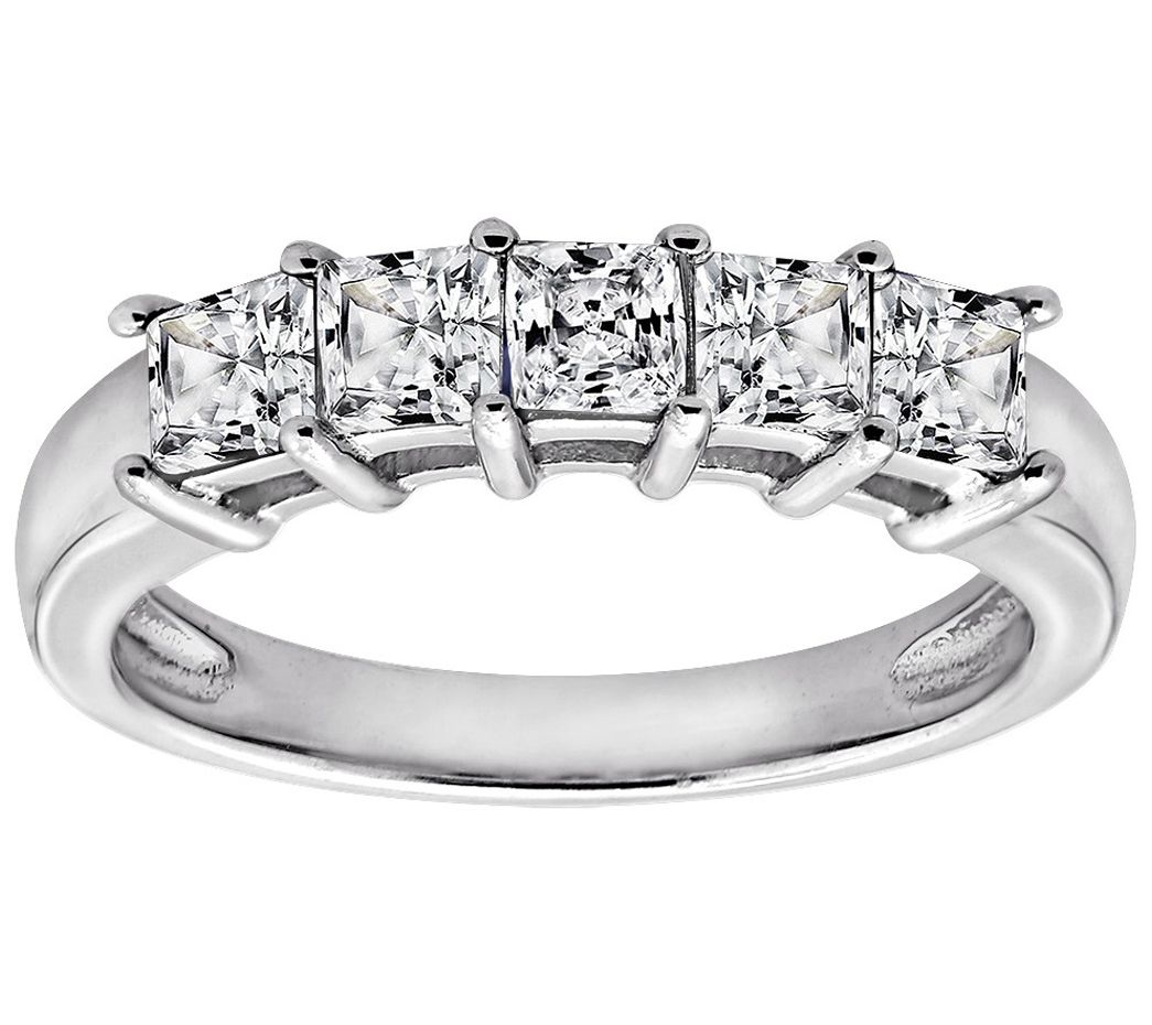 Diamonique 1.00 cttw Princess Cut Ring, Platinu m Clad