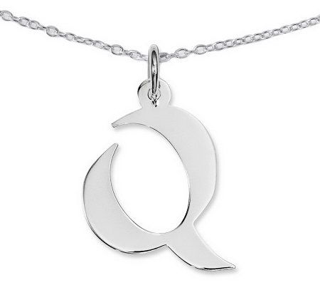 Sterling Polished Initial Pendant w/ 18 Chain